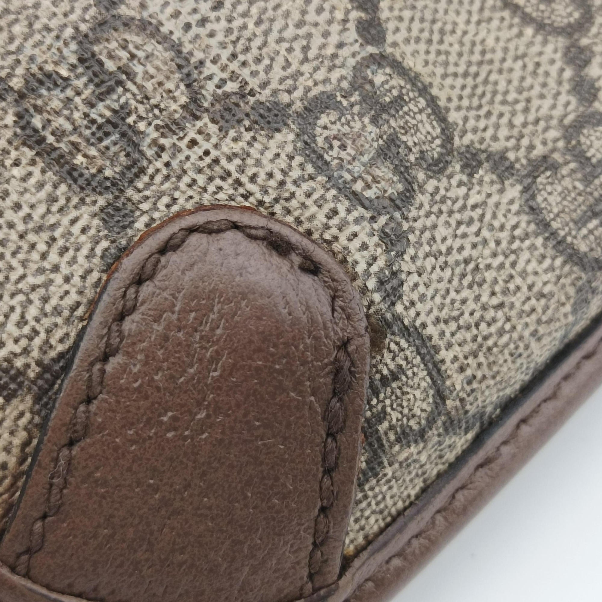Secondhand Gucci NEO VINTAGE GG Supreme beige×Brown PVC coated canvas×Leather 493930 shoulderbag | stylenewstar
