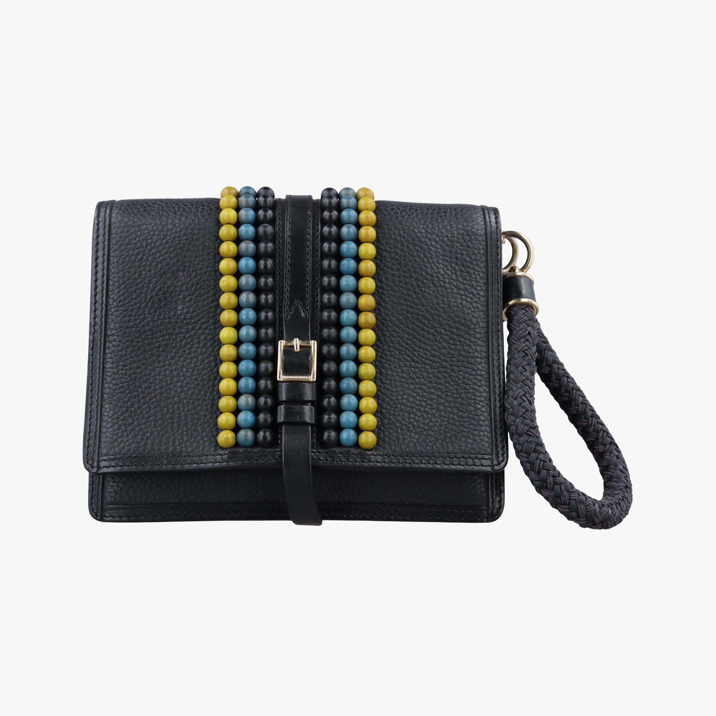Pre-owned Burberry Prorsum beaded wristlet Black Leather  clutchbag | stylenewstar