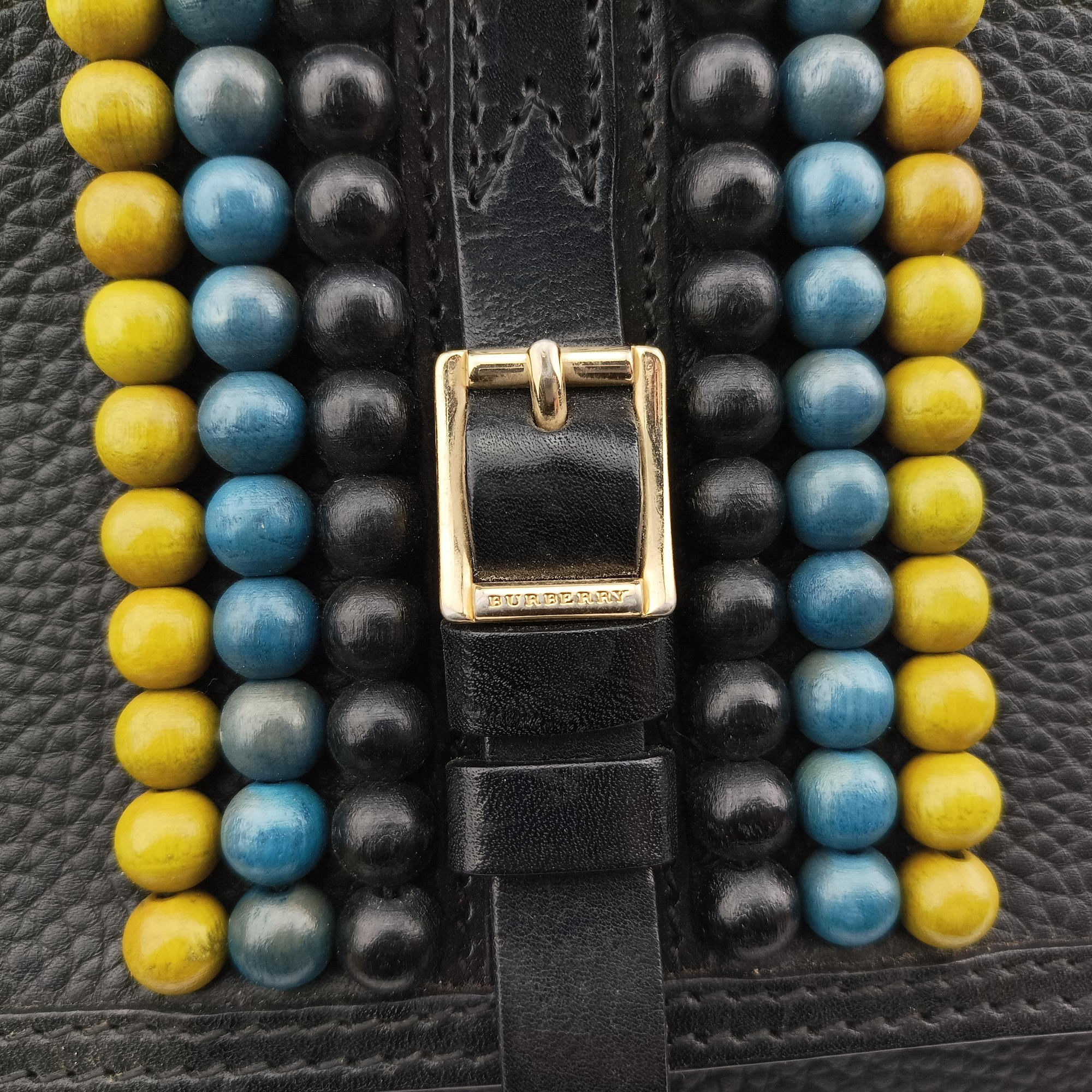 Pre-owned Burberry Prorsum beaded wristlet Black Leather  clutchbag | stylenewstar