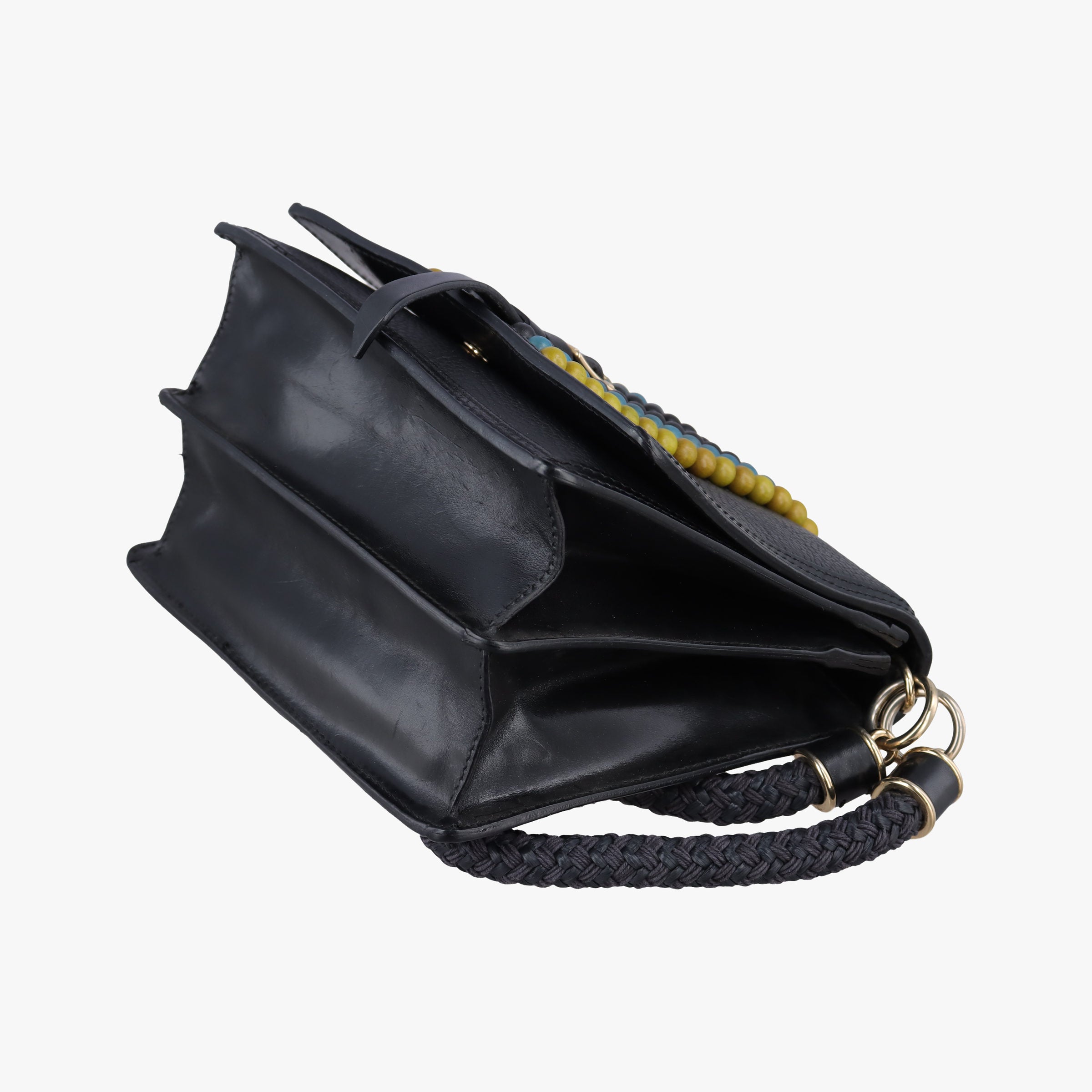 Pre-owned Burberry Prorsum beaded wristlet Black Leather  clutchbag | stylenewstar