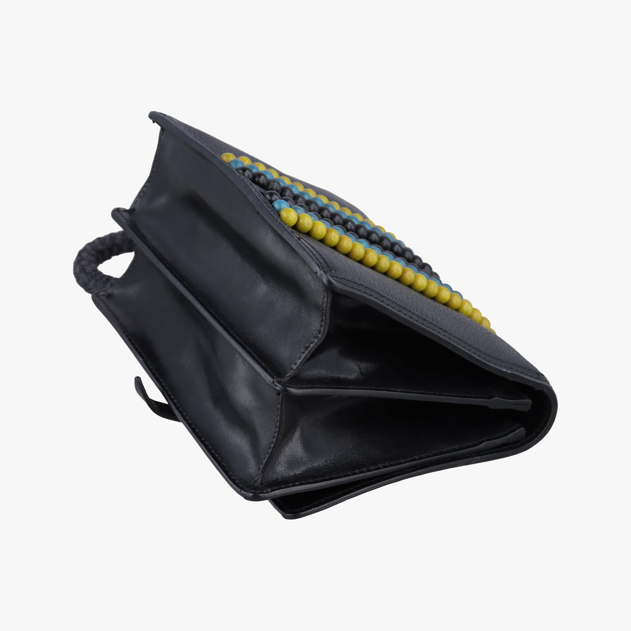 Pre-owned Burberry Prorsum beaded wristlet Black Leather  clutchbag | stylenewstar