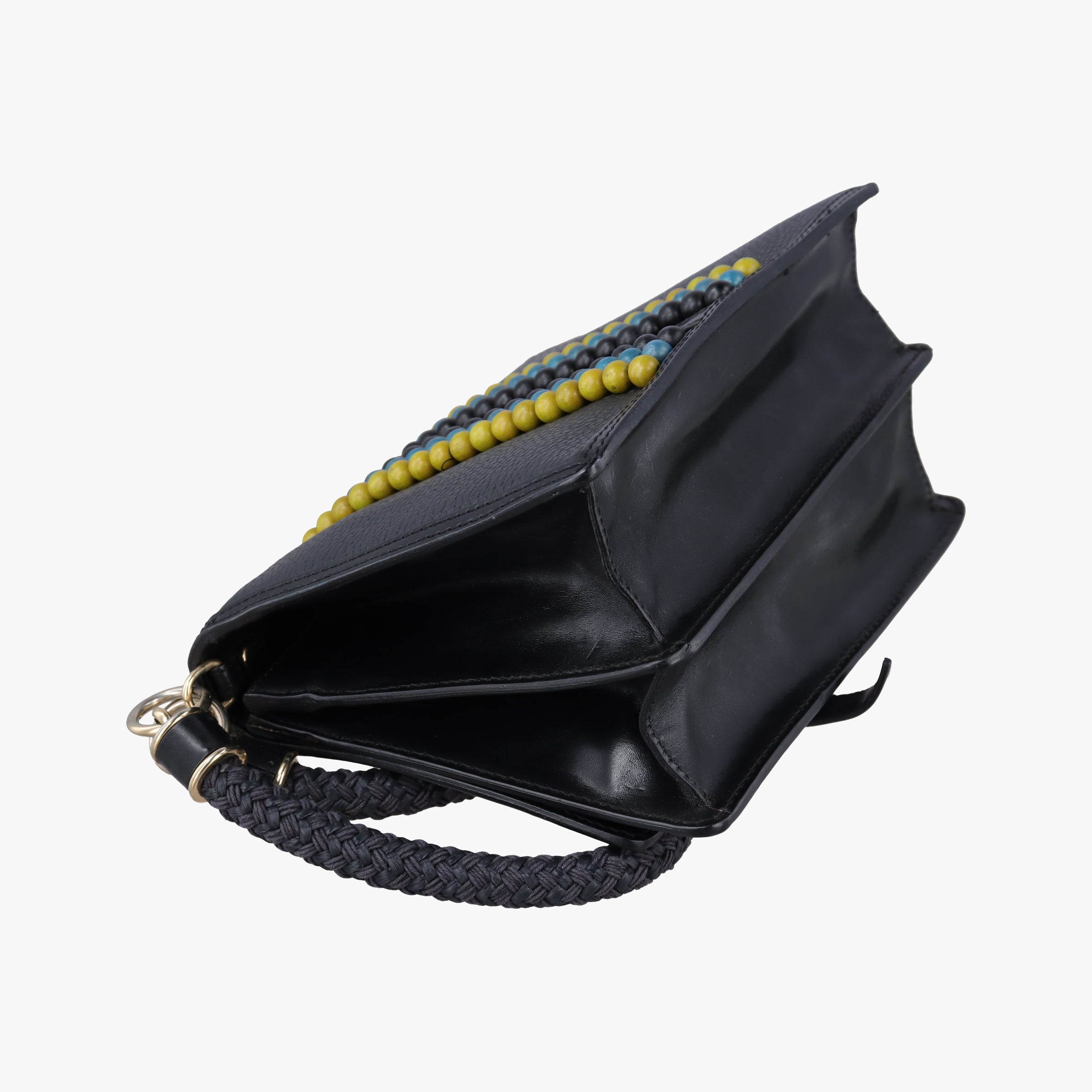 Pre-owned Burberry Prorsum beaded wristlet Black Leather  clutchbag | stylenewstar