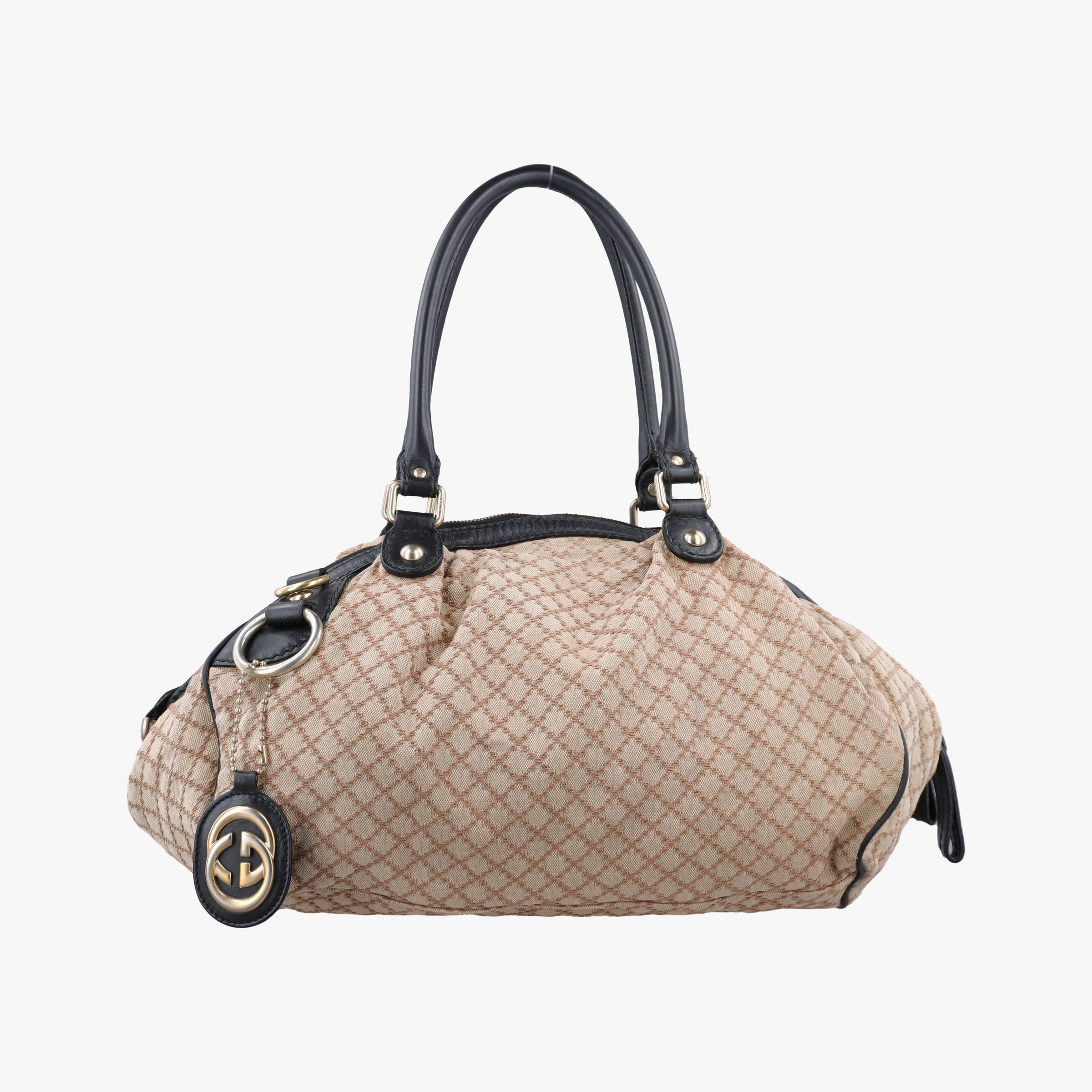Secondhand Gucci Sukey Diamante Beige×Black canvas×leather 223974 shoulderbag | stylenewstar