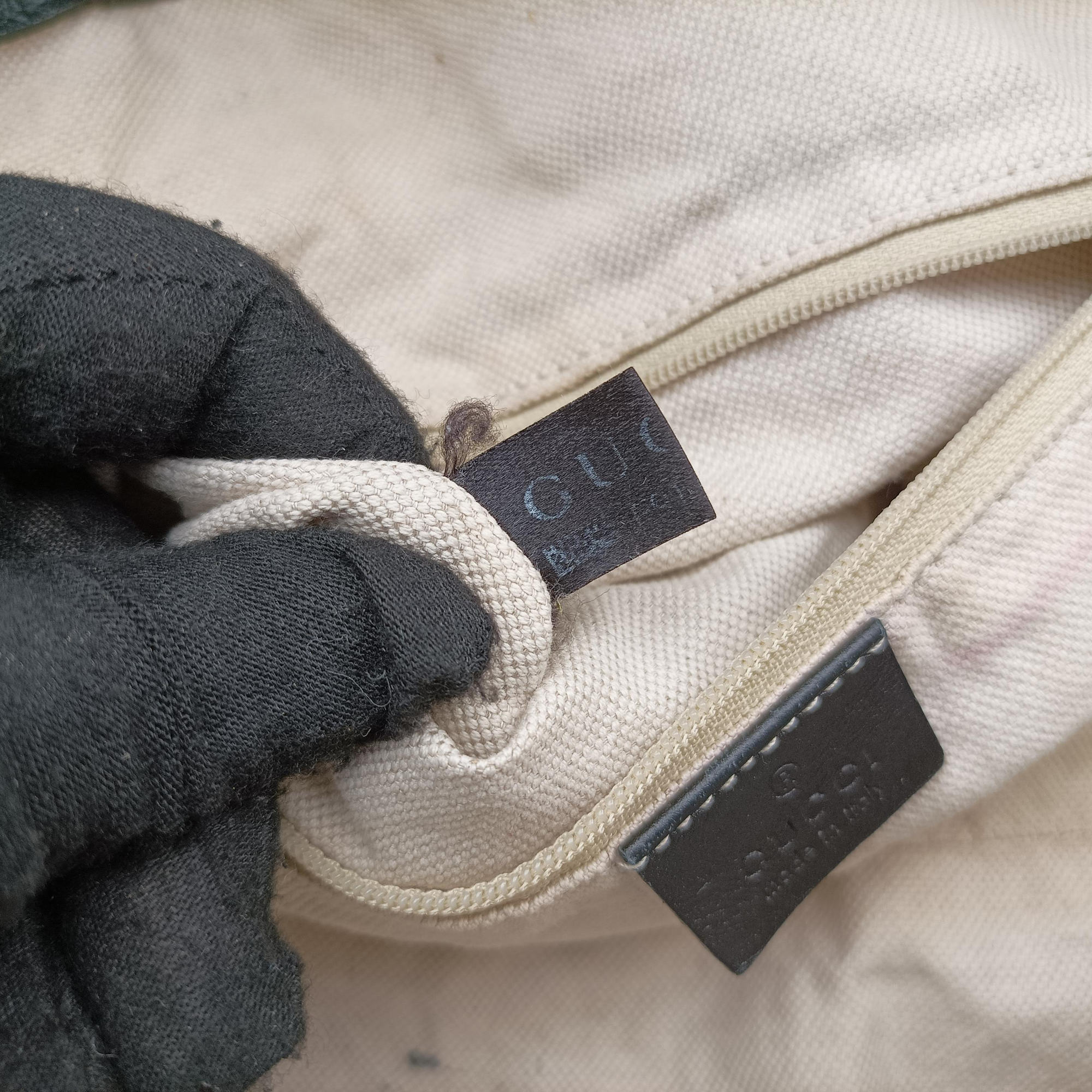 Secondhand Gucci Sukey Diamante Beige×Black canvas×leather 223974 shoulderbag | stylenewstar
