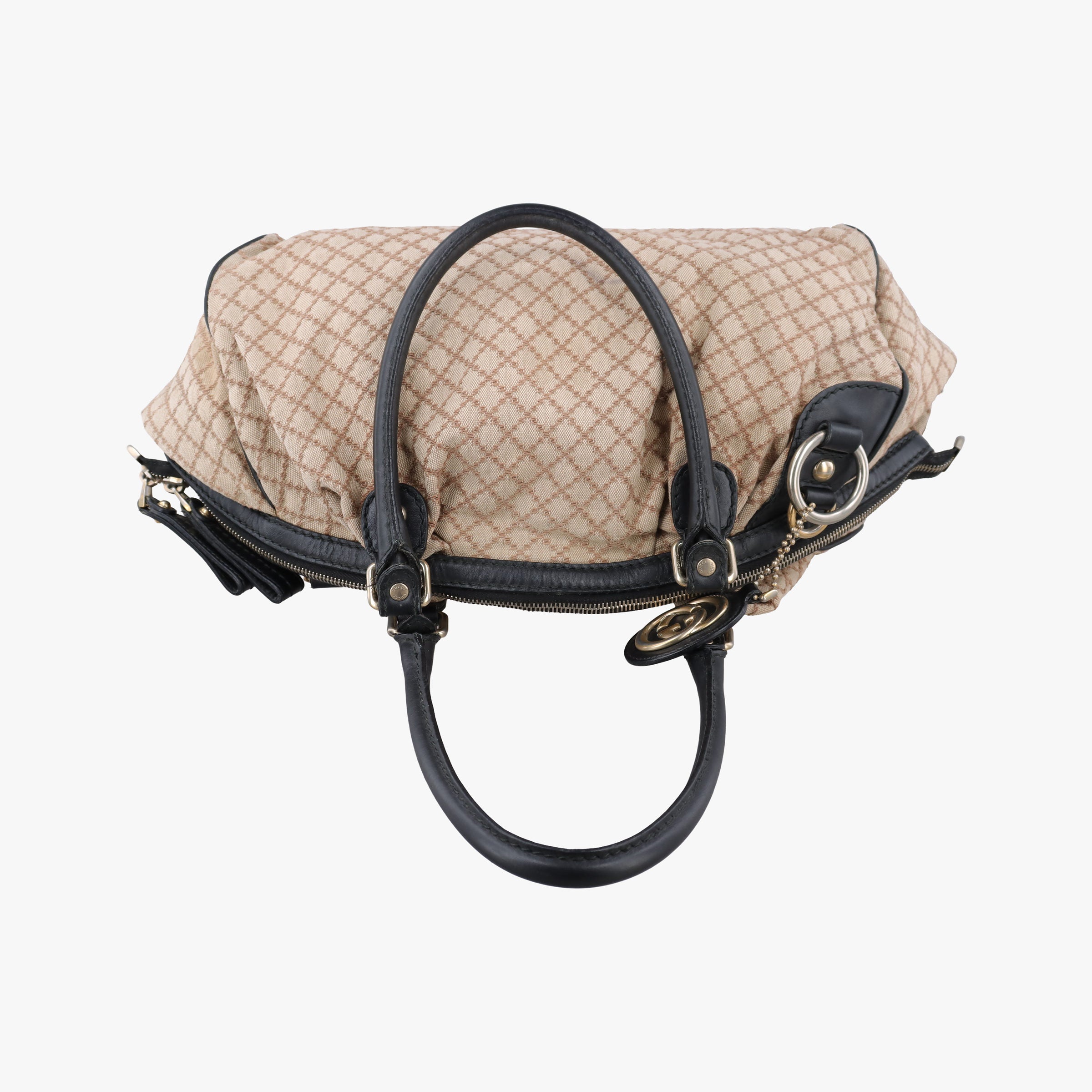Secondhand Gucci Sukey Diamante Beige×Black canvas×leather 223974 shoulderbag | stylenewstar