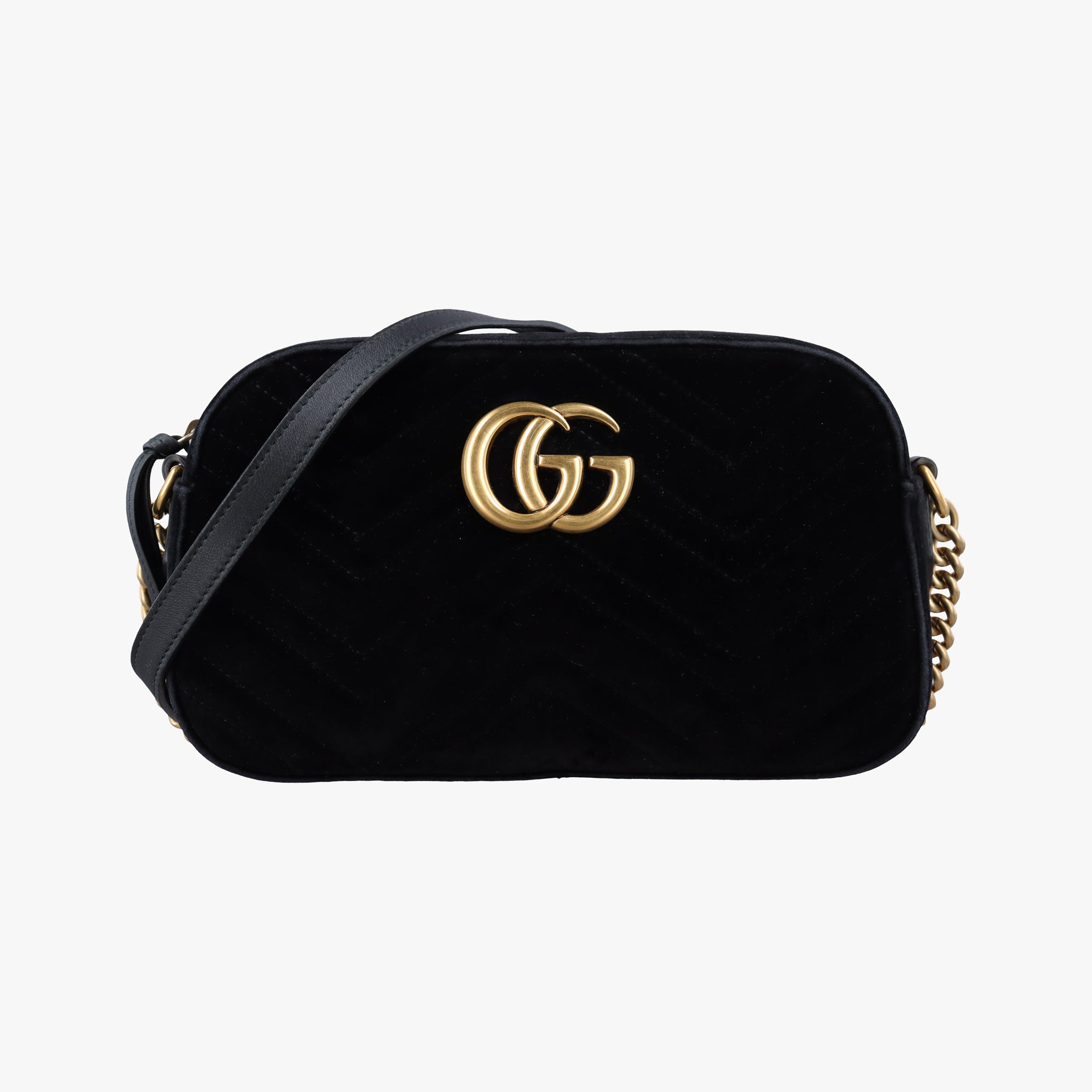 Pre-owned Gucci GG Marmont Black velour 447632 shoulderbag | stylenewstar