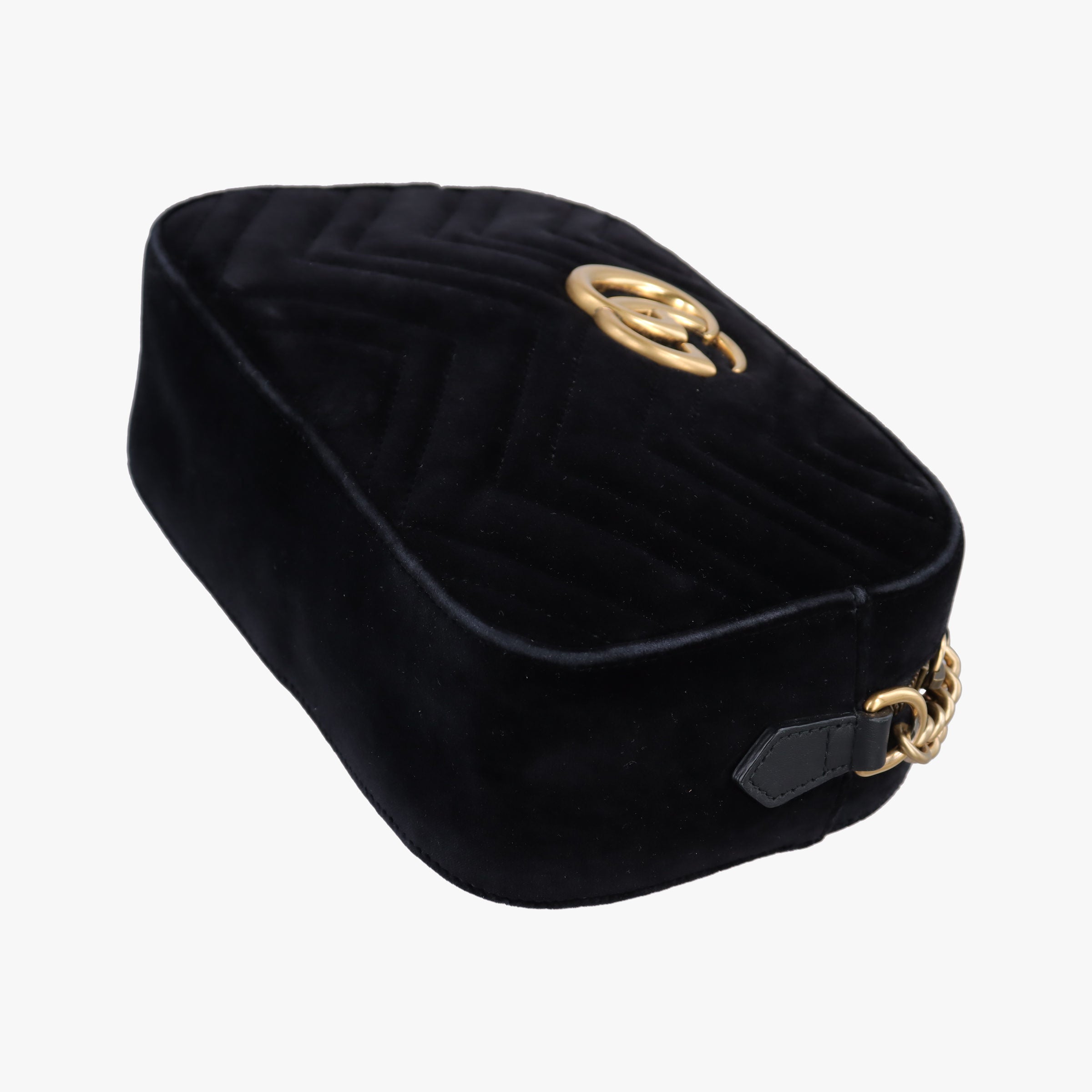 Pre-owned Gucci GG Marmont Black velour 447632 shoulderbag | stylenewstar