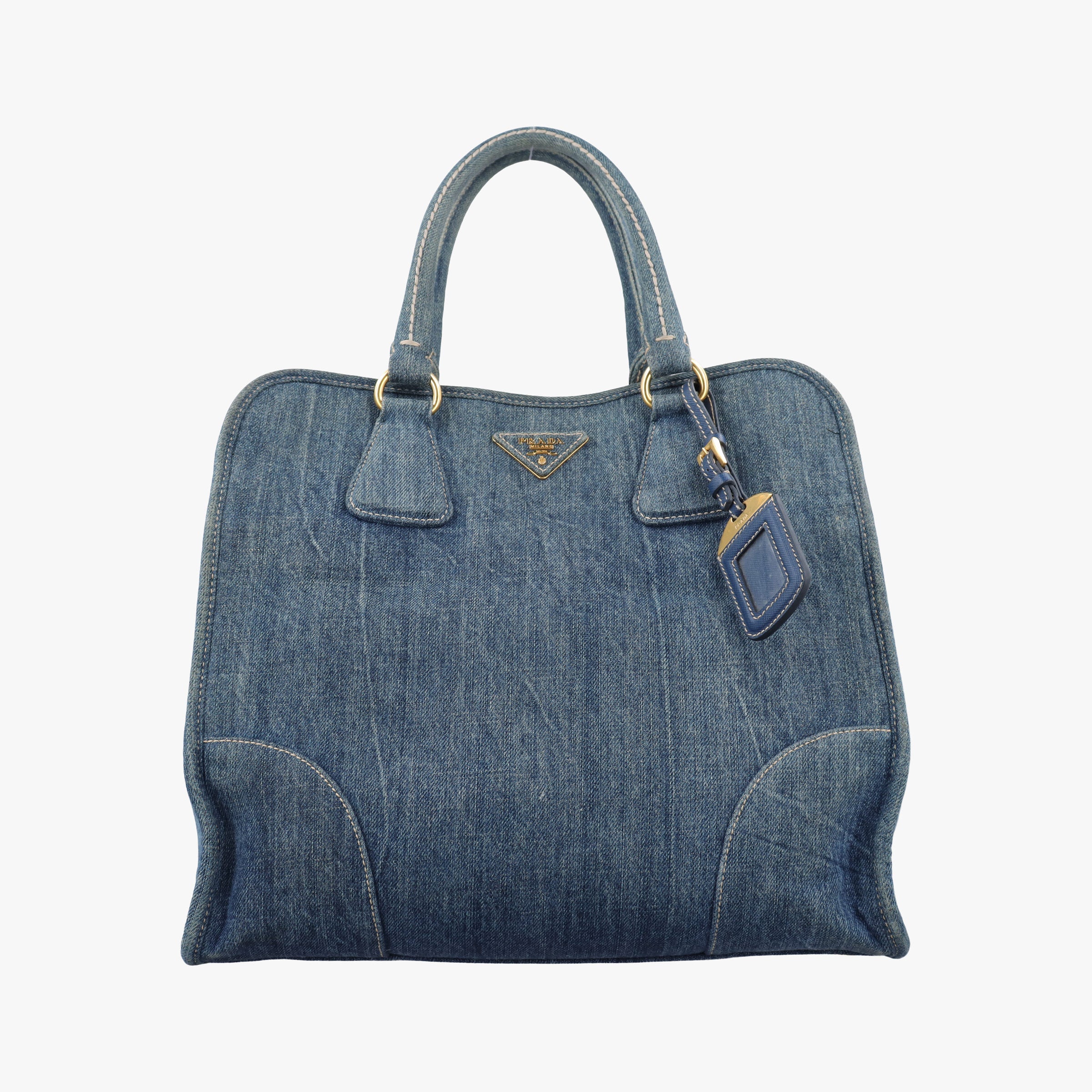 Vintage Prada Triangle logo Blue denim BN2254 handbag | stylenewstar