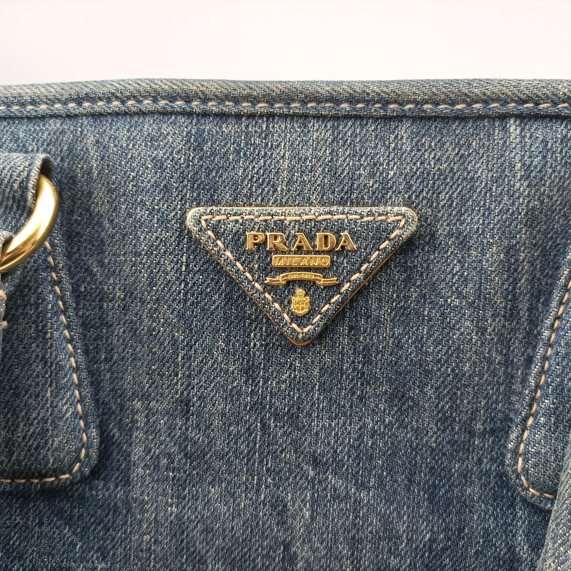 Vintage Prada Triangle logo Blue denim BN2254 handbag | stylenewstar