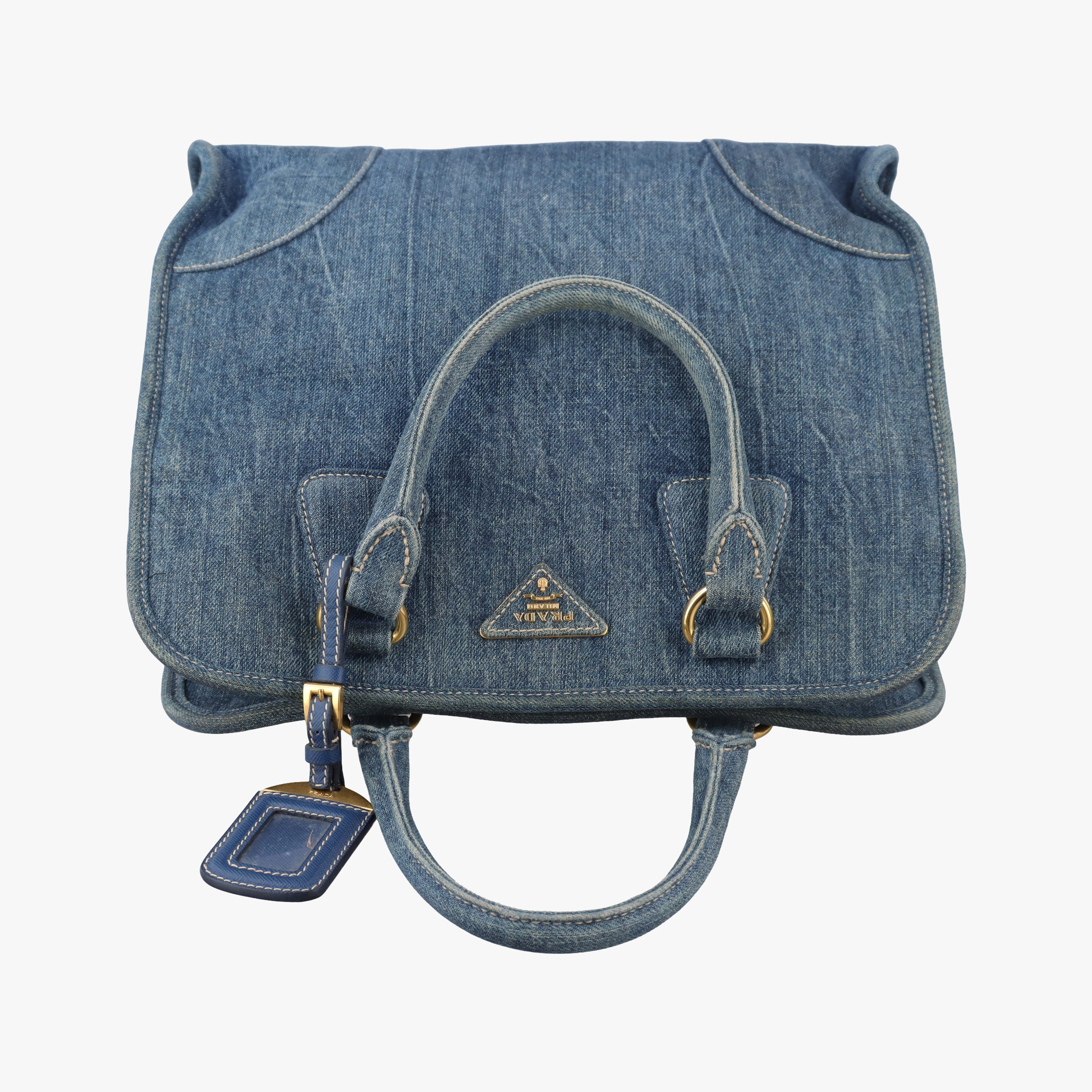 Vintage Prada Triangle logo Blue denim BN2254 handbag | stylenewstar