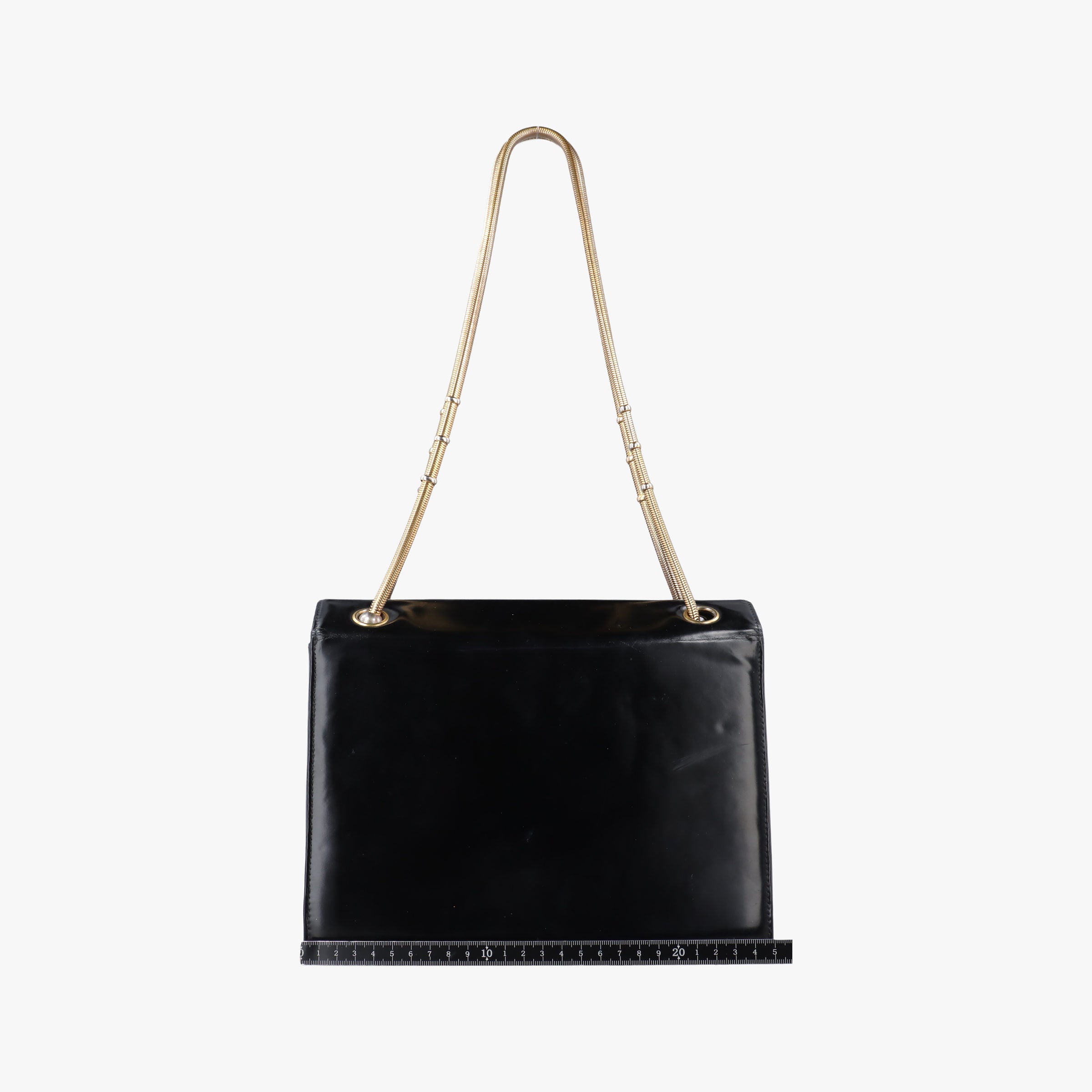 Vintage Chanel CC Snake Chain Flap Black Enamel A08699 shoulderbag | stylenewstar