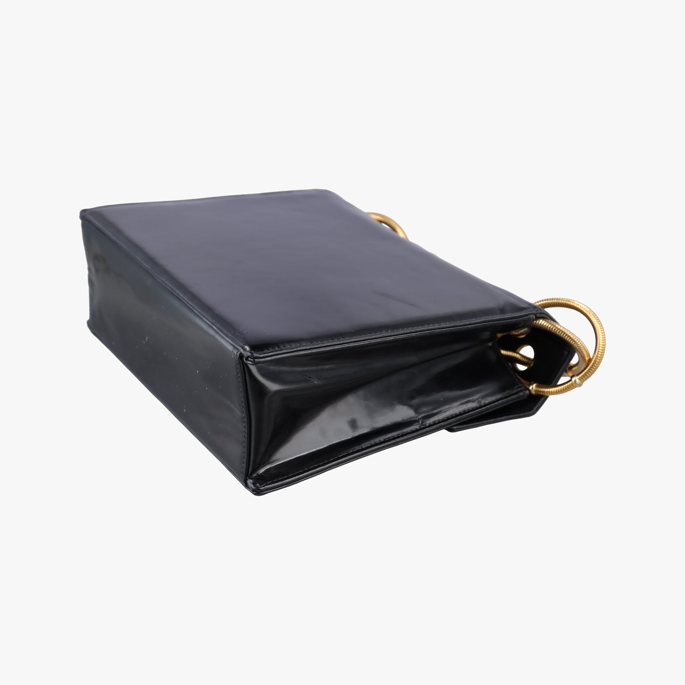 Vintage Chanel CC Snake Chain Flap Black Enamel A08699 shoulderbag | stylenewstar