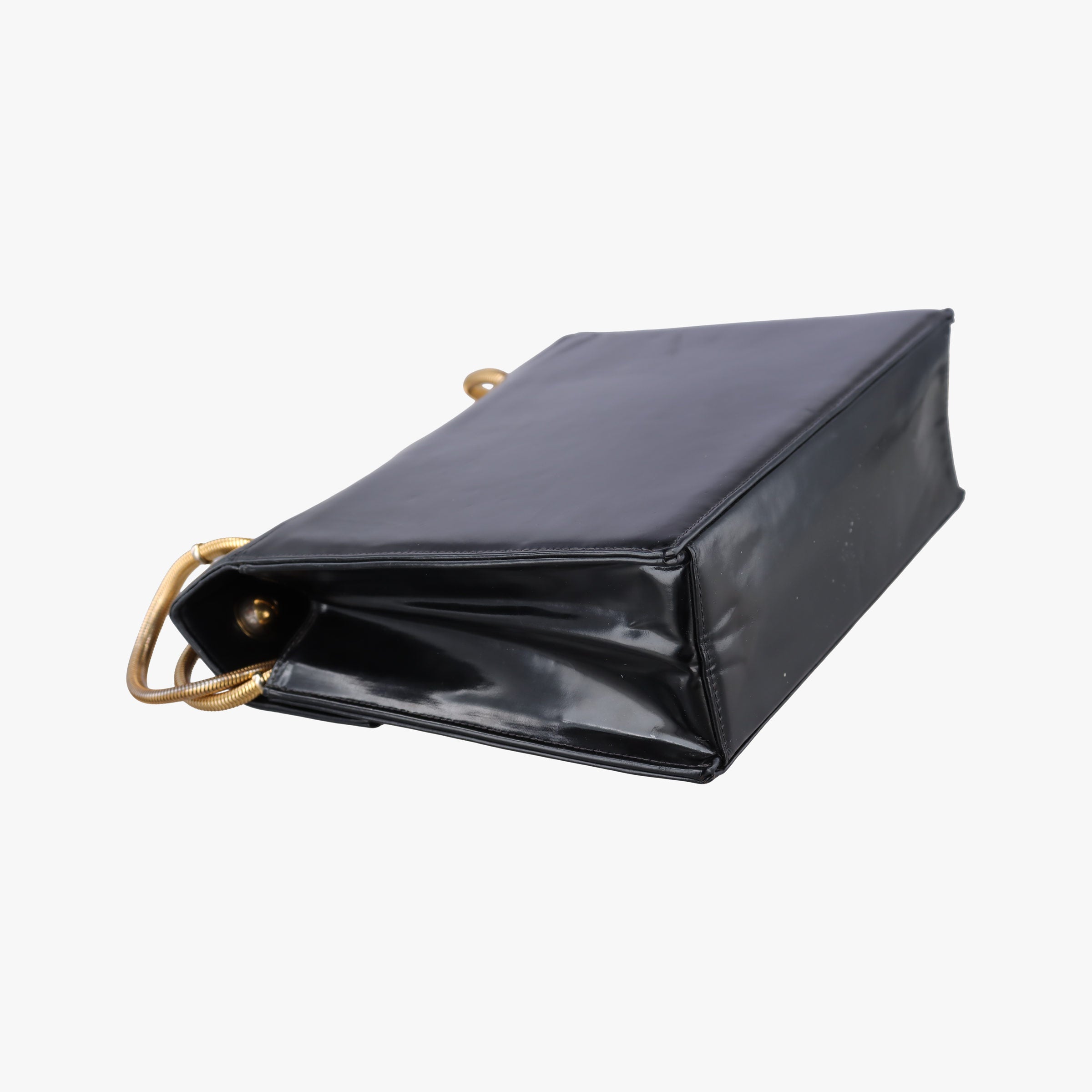 Vintage Chanel CC Snake Chain Flap Black Enamel A08699 shoulderbag | stylenewstar