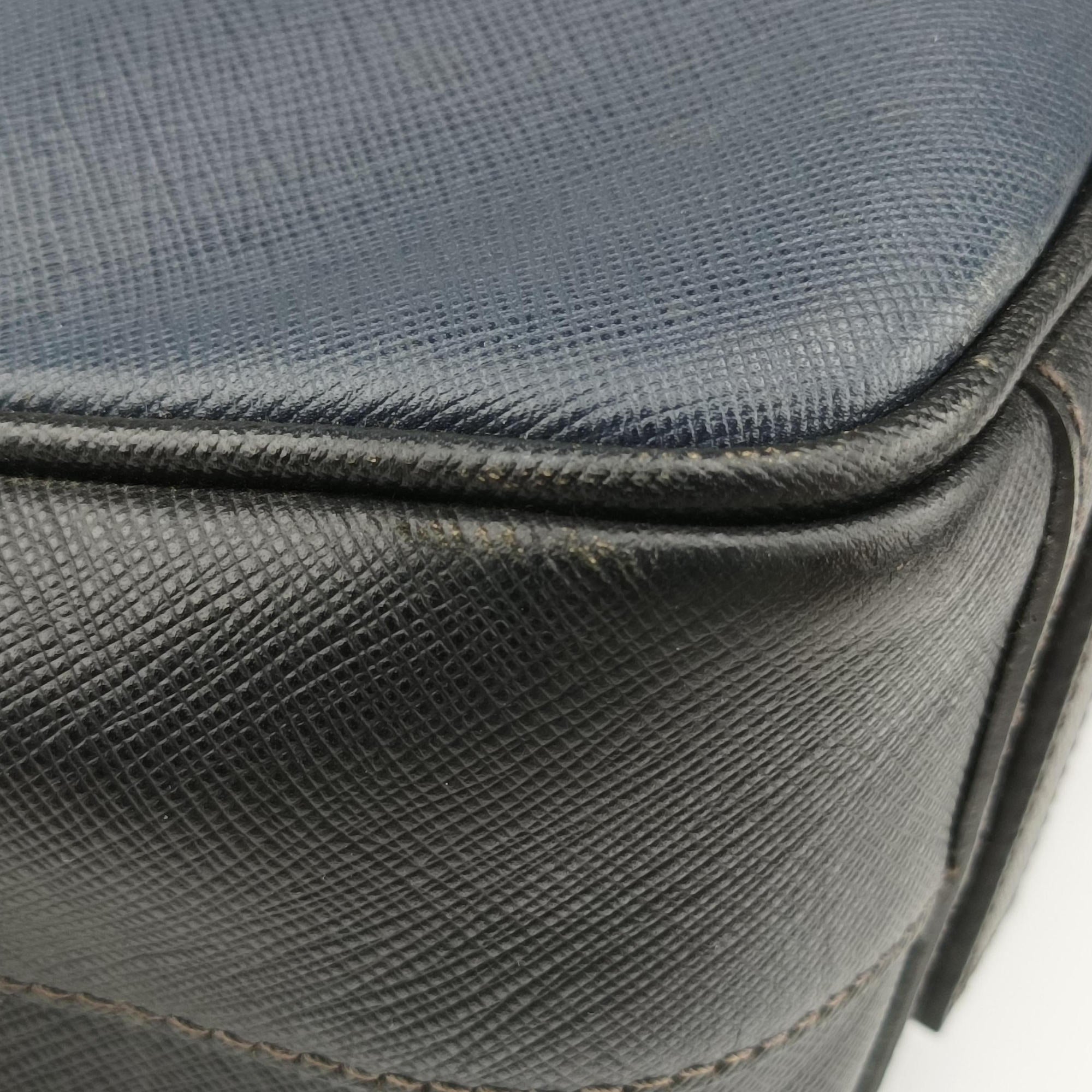 Pre-owned Prada Briefcase Navy × Black SAFFIANO Leather VS305M handbag | stylenewstar