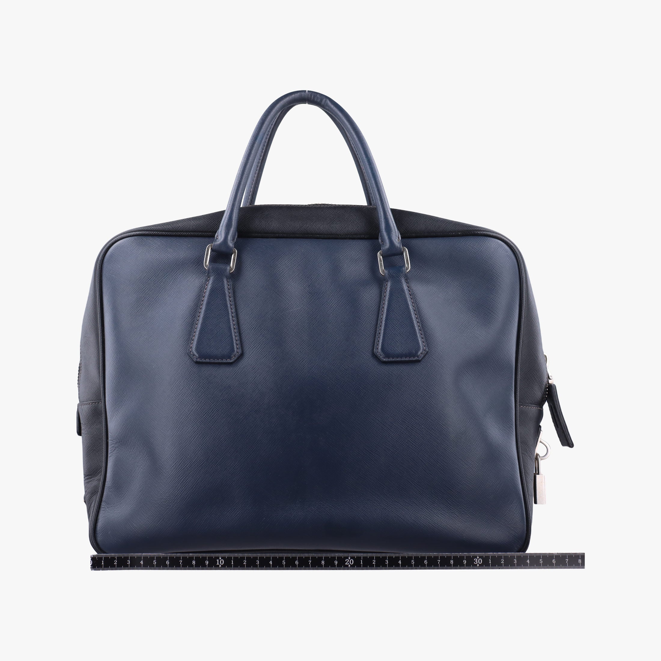 Pre-owned Prada Briefcase Navy × Black SAFFIANO Leather VS305M handbag | stylenewstar