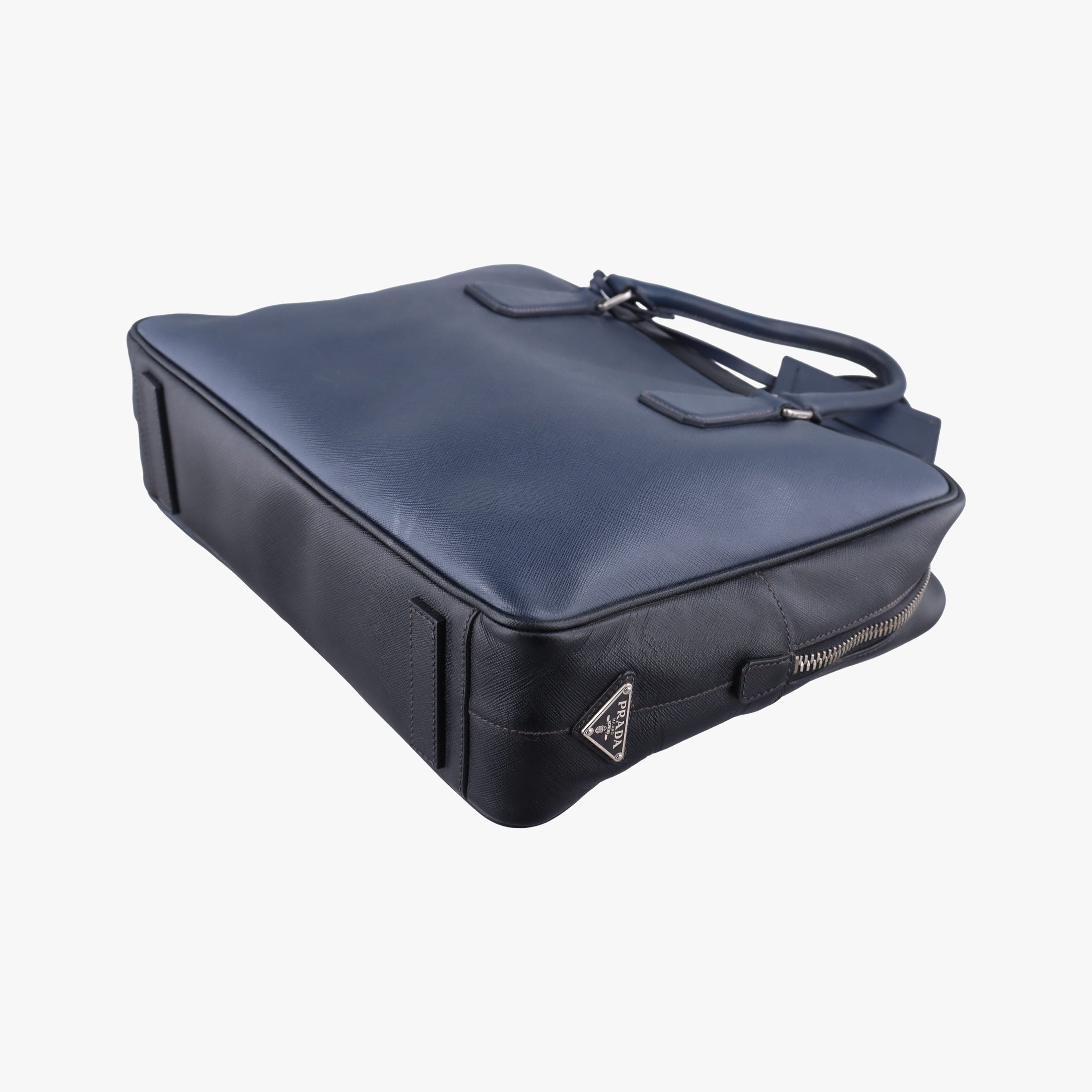 Pre-owned Prada Briefcase Navy × Black SAFFIANO Leather VS305M handbag | stylenewstar