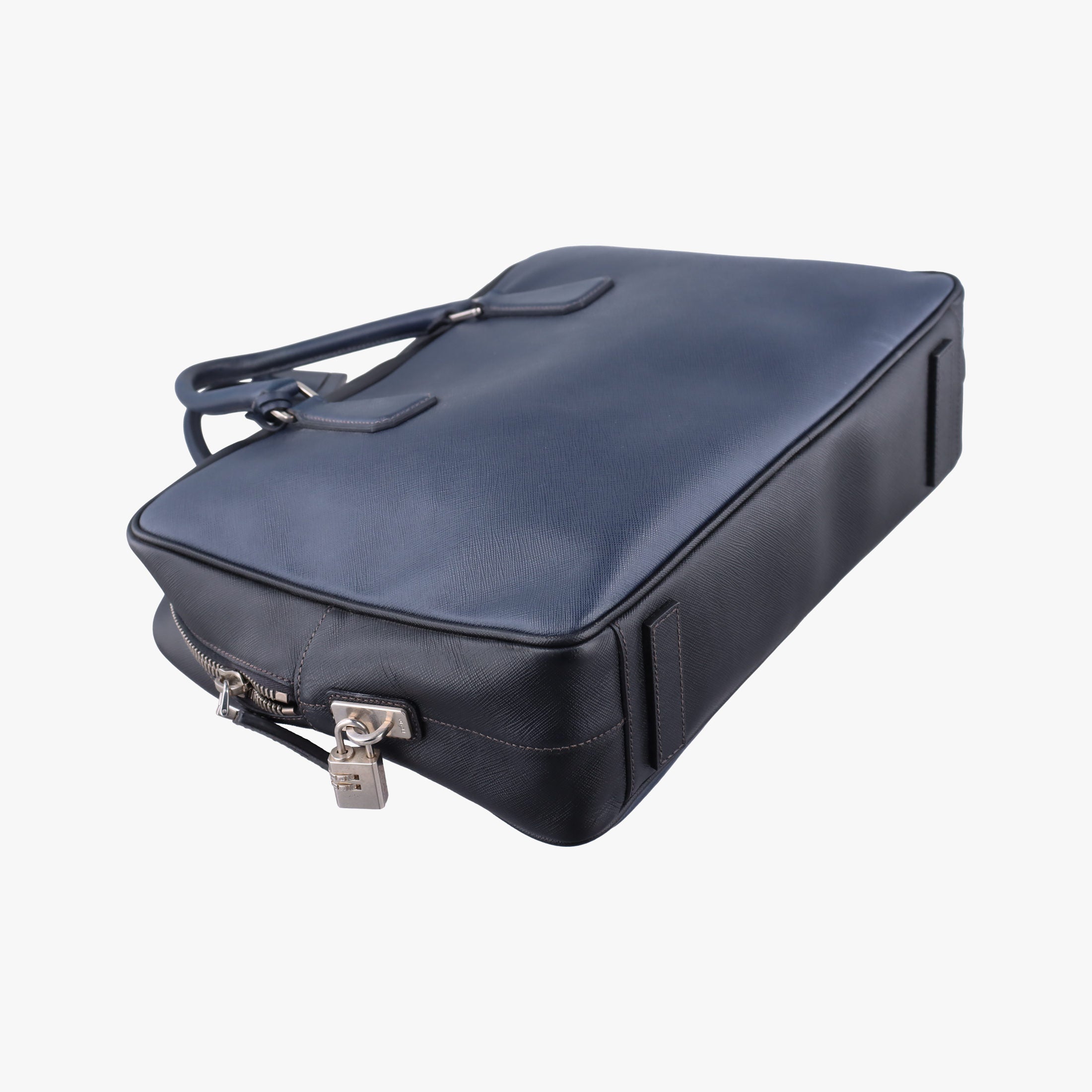 Pre-owned Prada Briefcase Navy × Black SAFFIANO Leather VS305M handbag | stylenewstar