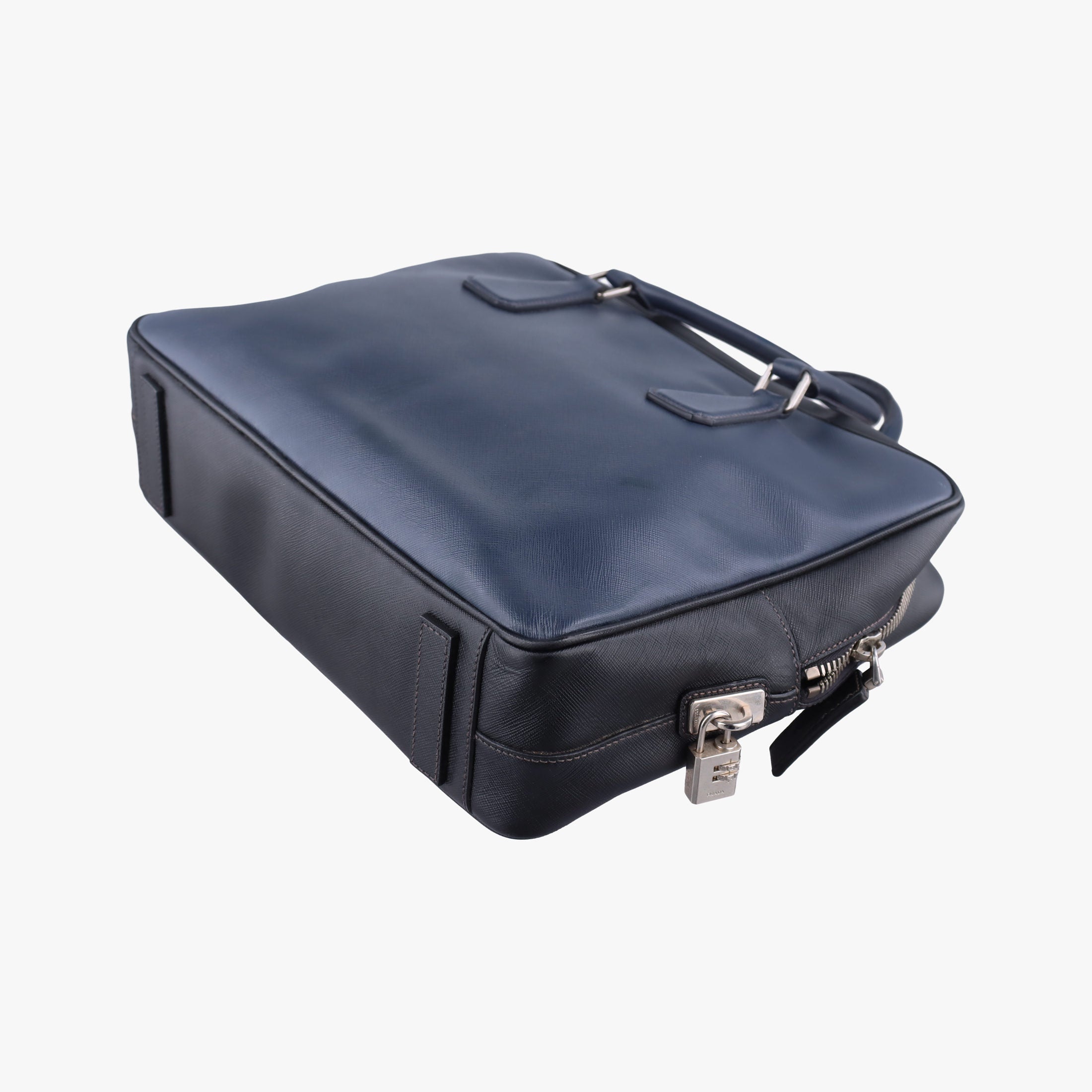 Pre-owned Prada Briefcase Navy × Black SAFFIANO Leather VS305M handbag | stylenewstar