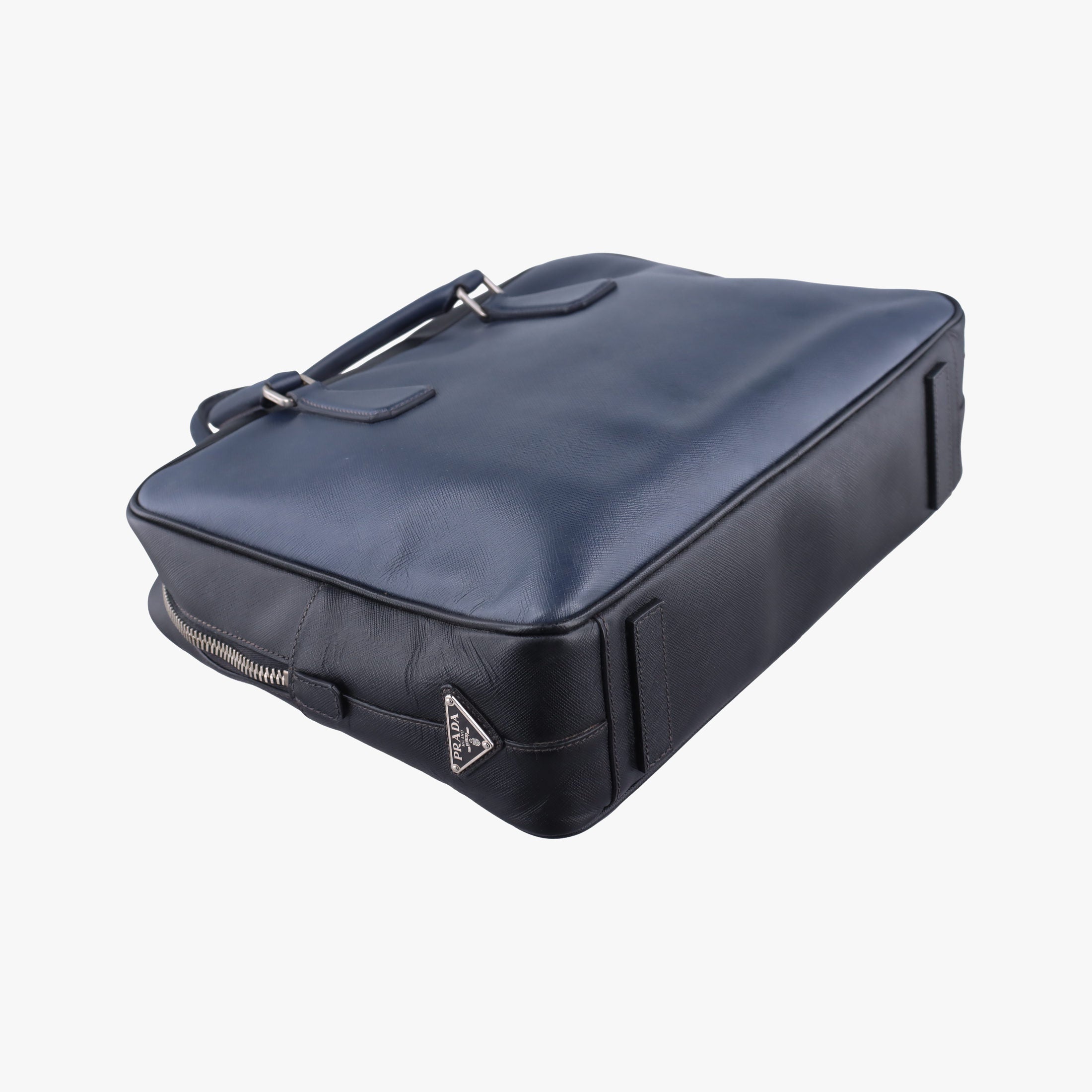 Pre-owned Prada Briefcase Navy × Black SAFFIANO Leather VS305M handbag | stylenewstar