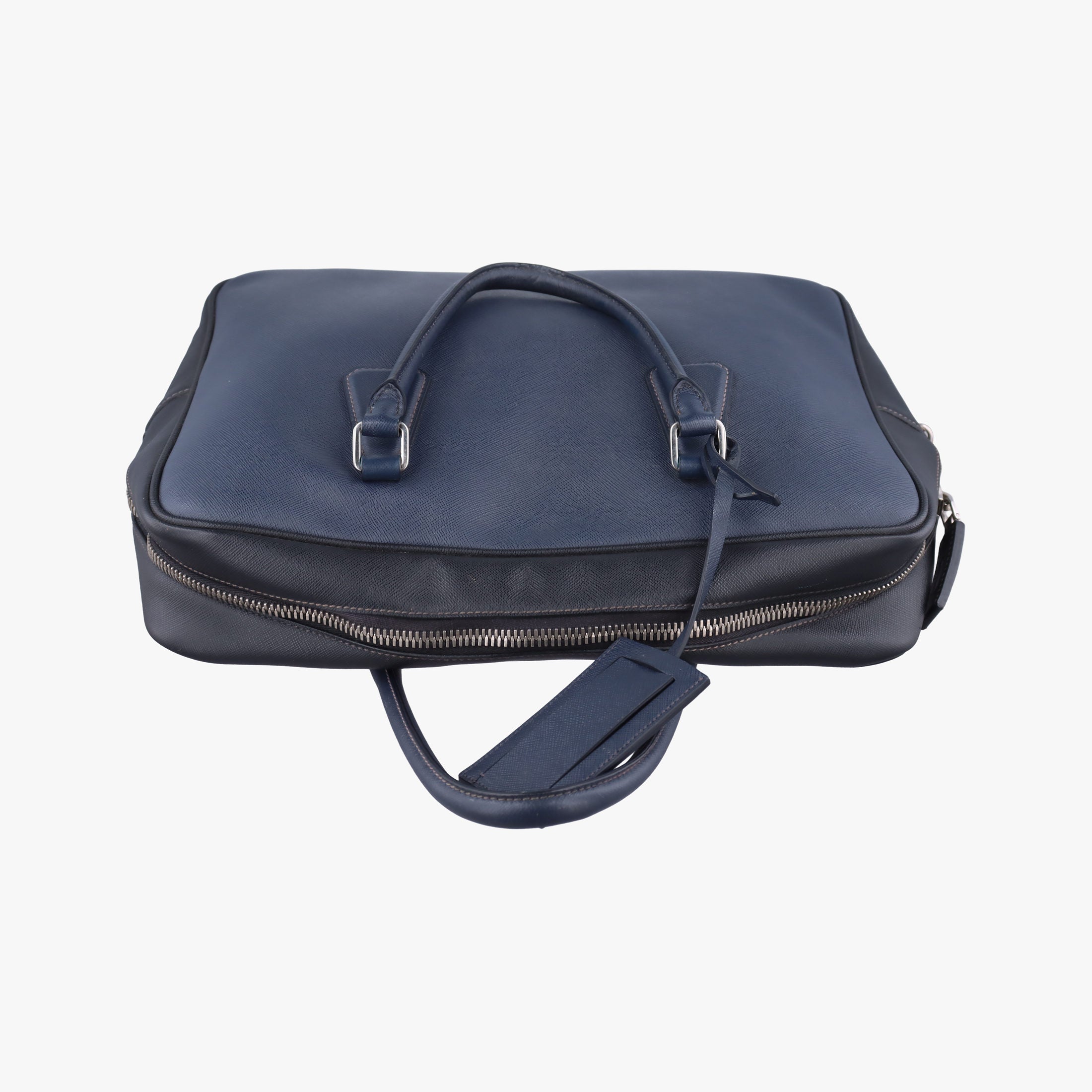 Pre-owned Prada Briefcase Navy × Black SAFFIANO Leather VS305M handbag | stylenewstar