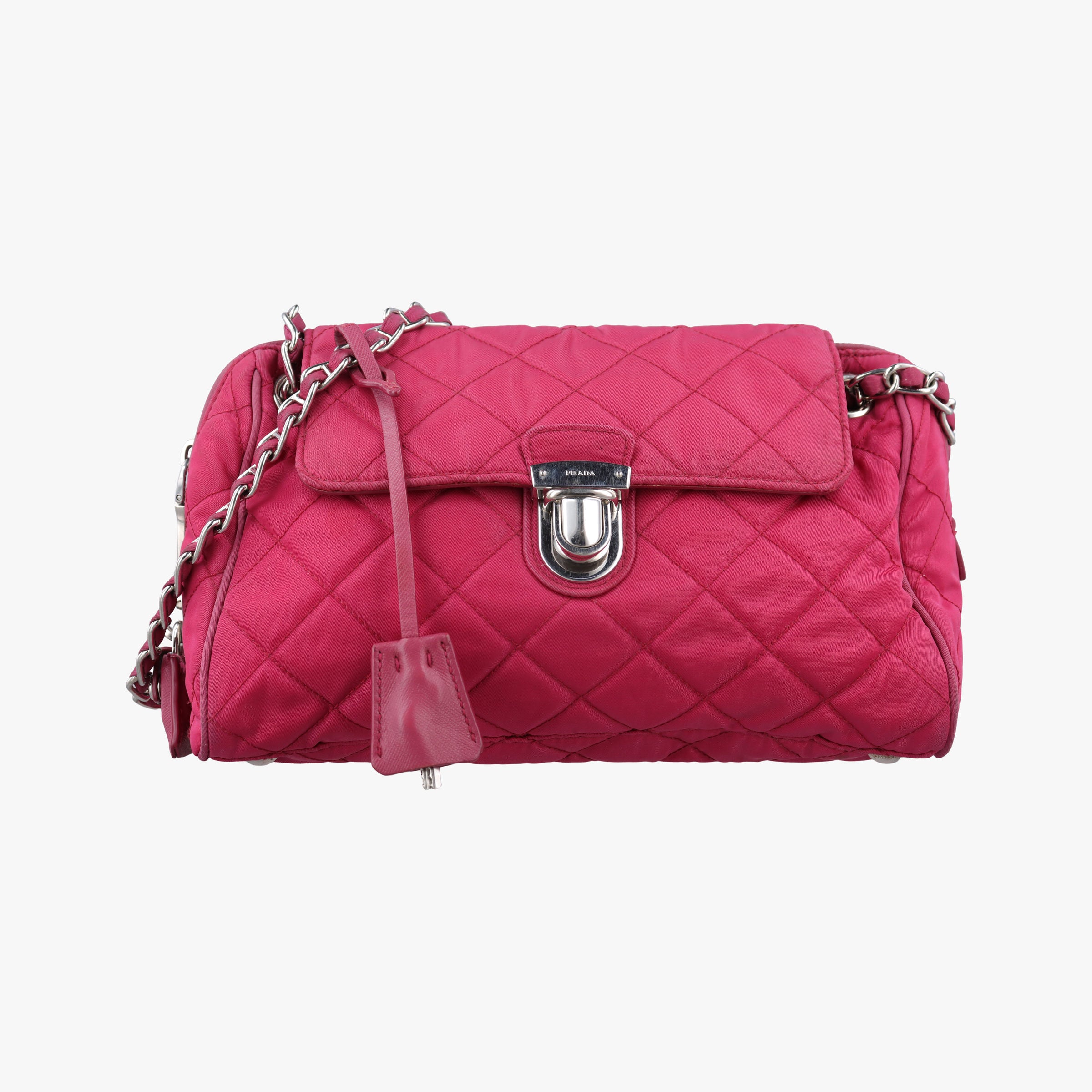 Pre-owned Prada Stitched quilting Rose nylon BR4965 shoulderbag | stylenewstar