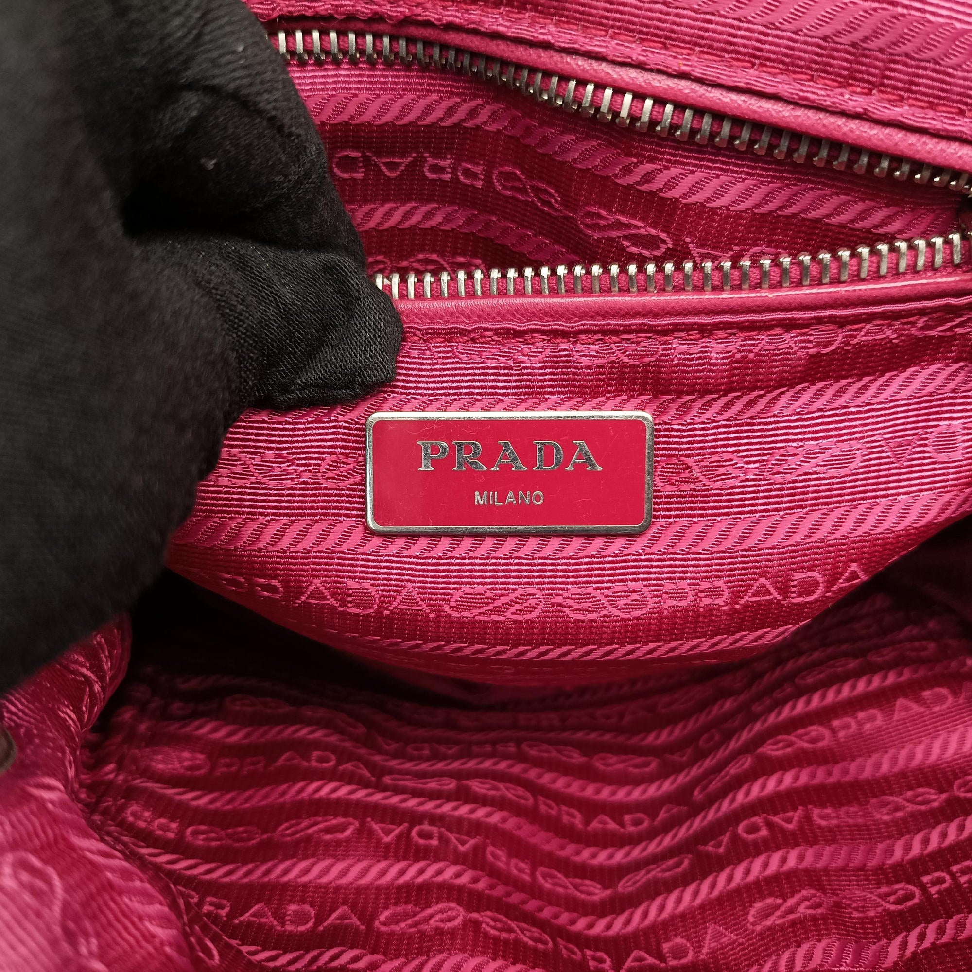 Pre-owned Prada Stitched quilting Rose nylon BR4965 shoulderbag | stylenewstar