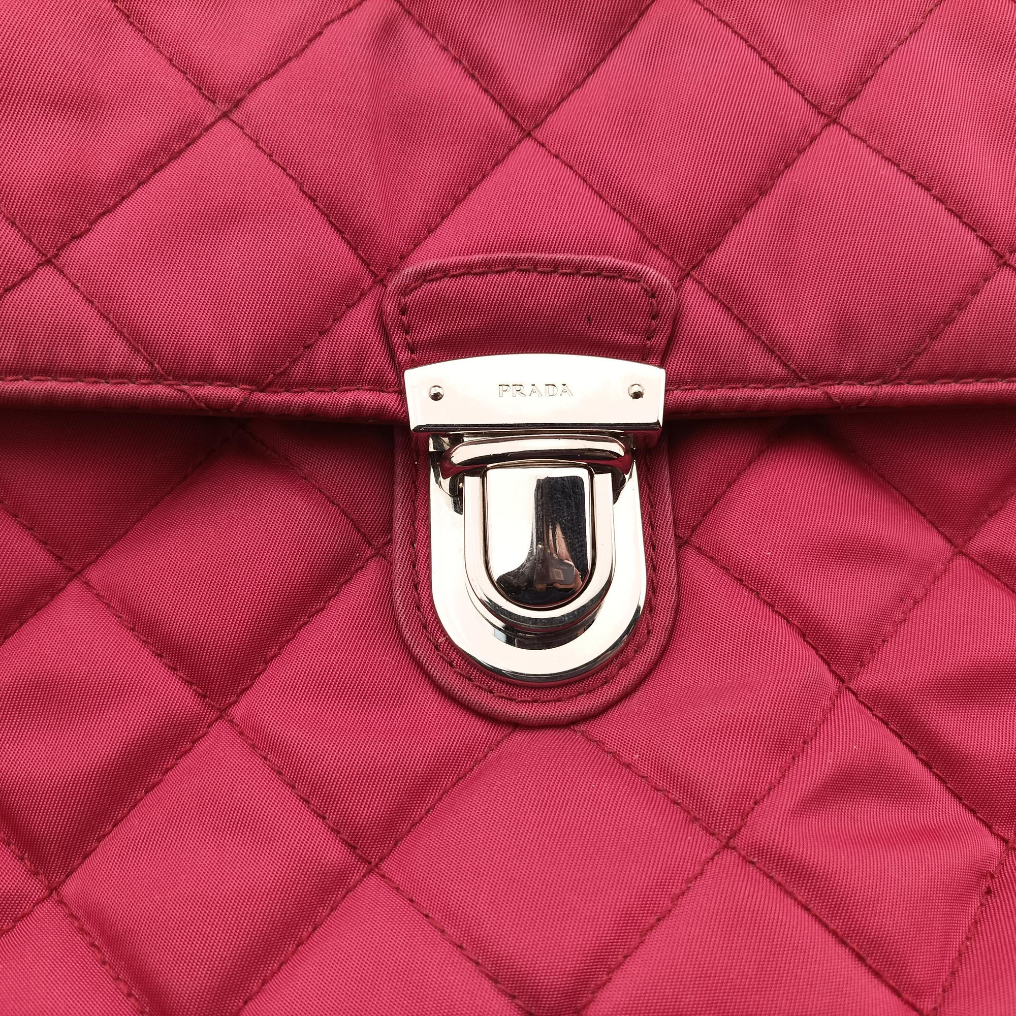 Pre-owned Prada Stitched quilting Rose nylon BR4965 shoulderbag | stylenewstar