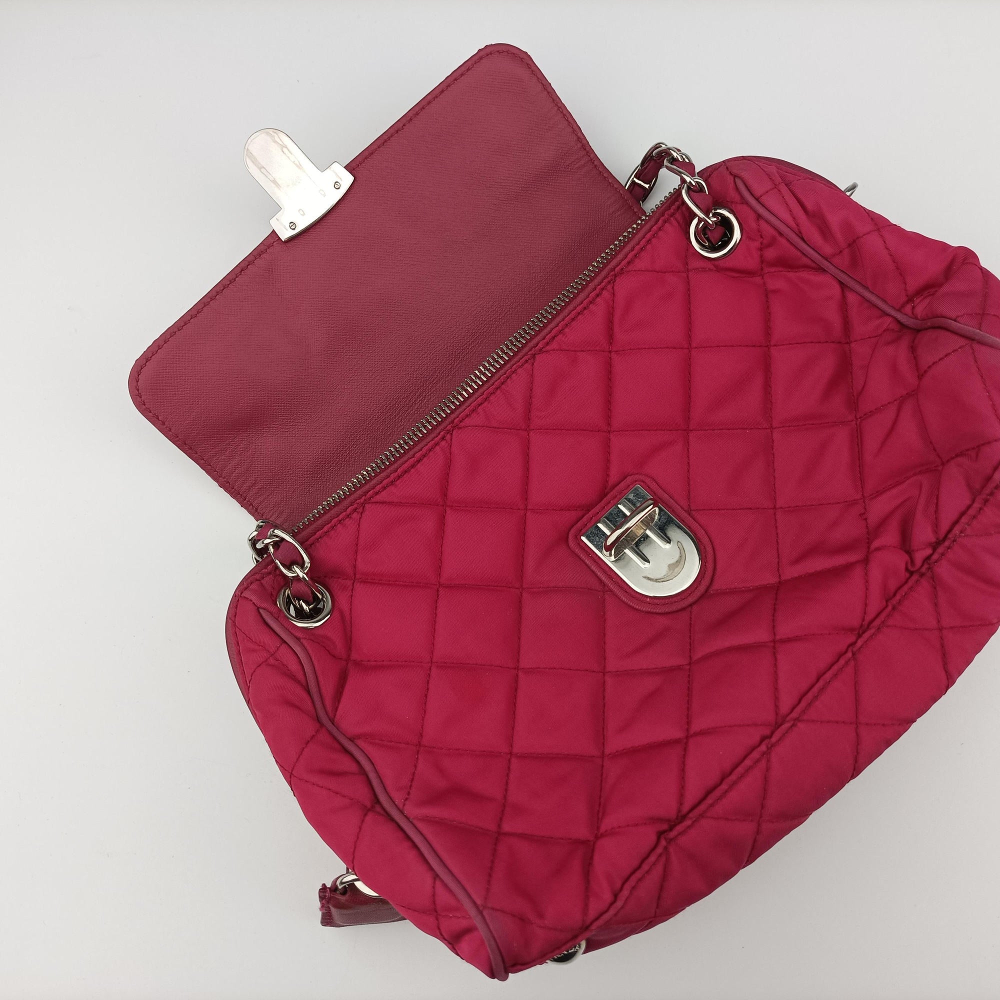 Pre-owned Prada Stitched quilting Rose nylon BR4965 shoulderbag | stylenewstar