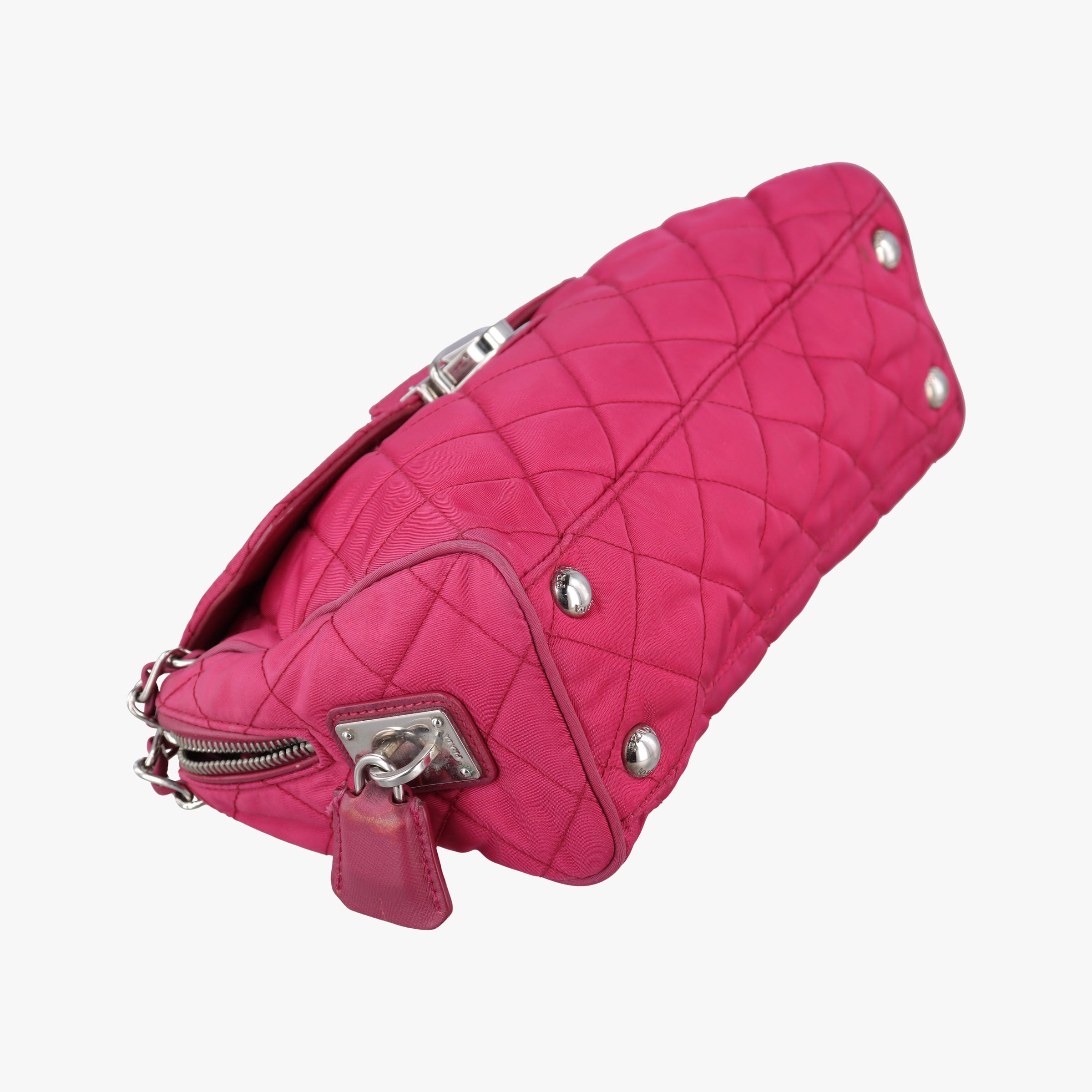 Pre-owned Prada Stitched quilting Rose nylon BR4965 shoulderbag | stylenewstar