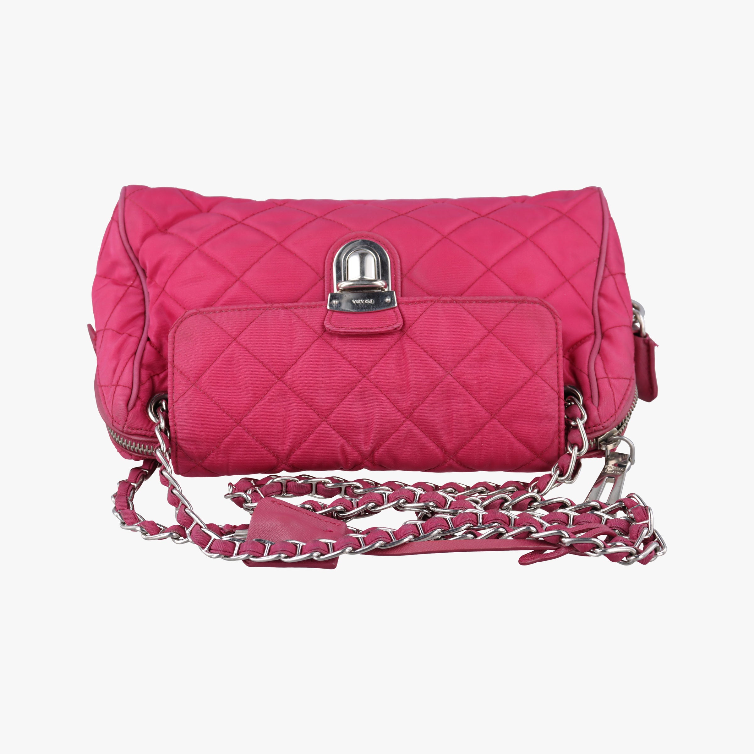 Pre-owned Prada Stitched quilting Rose nylon BR4965 shoulderbag | stylenewstar