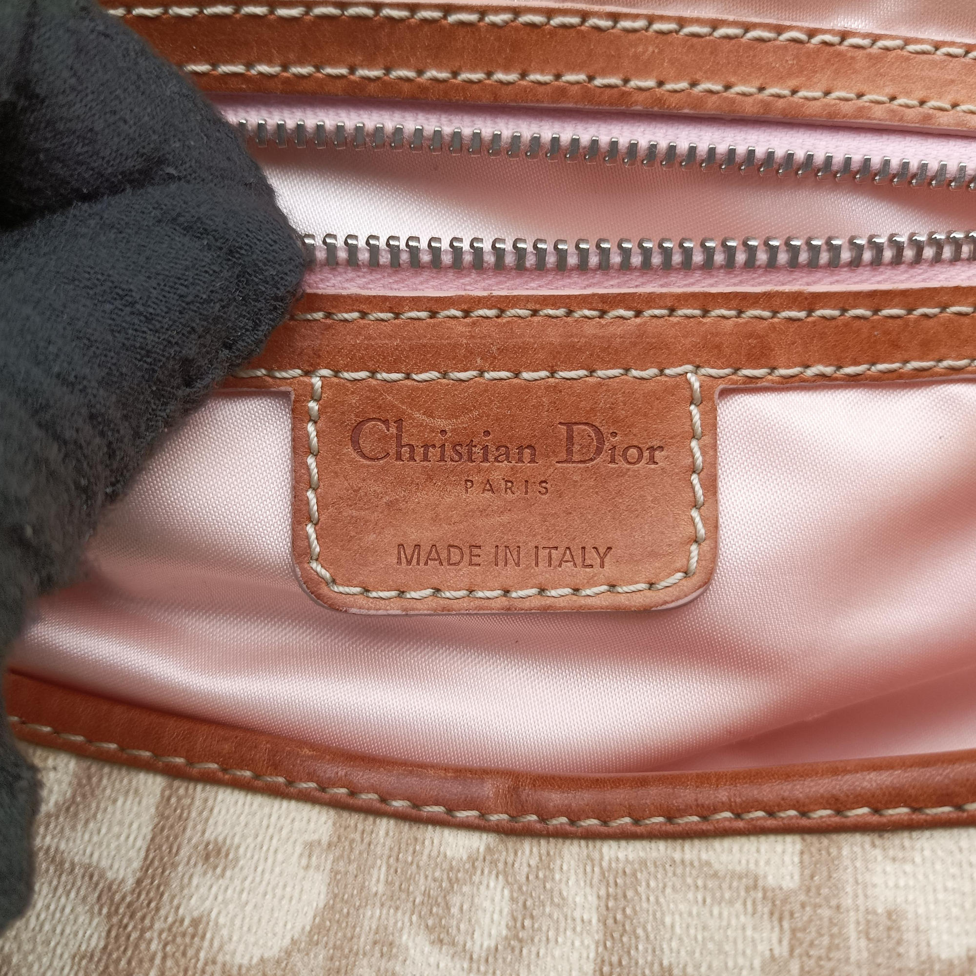 Vintage Christian Dior Romantic Heart Trotter Beige x Brown x Pink PVC Coated Canvas x leather  shoulderbag | stylenewstar