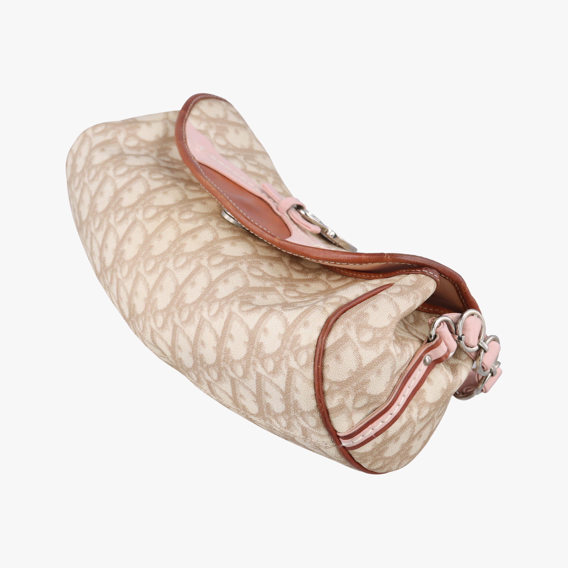 Vintage Christian Dior Romantic Heart Trotter Beige x Brown x Pink PVC Coated Canvas x leather  shoulderbag | stylenewstar