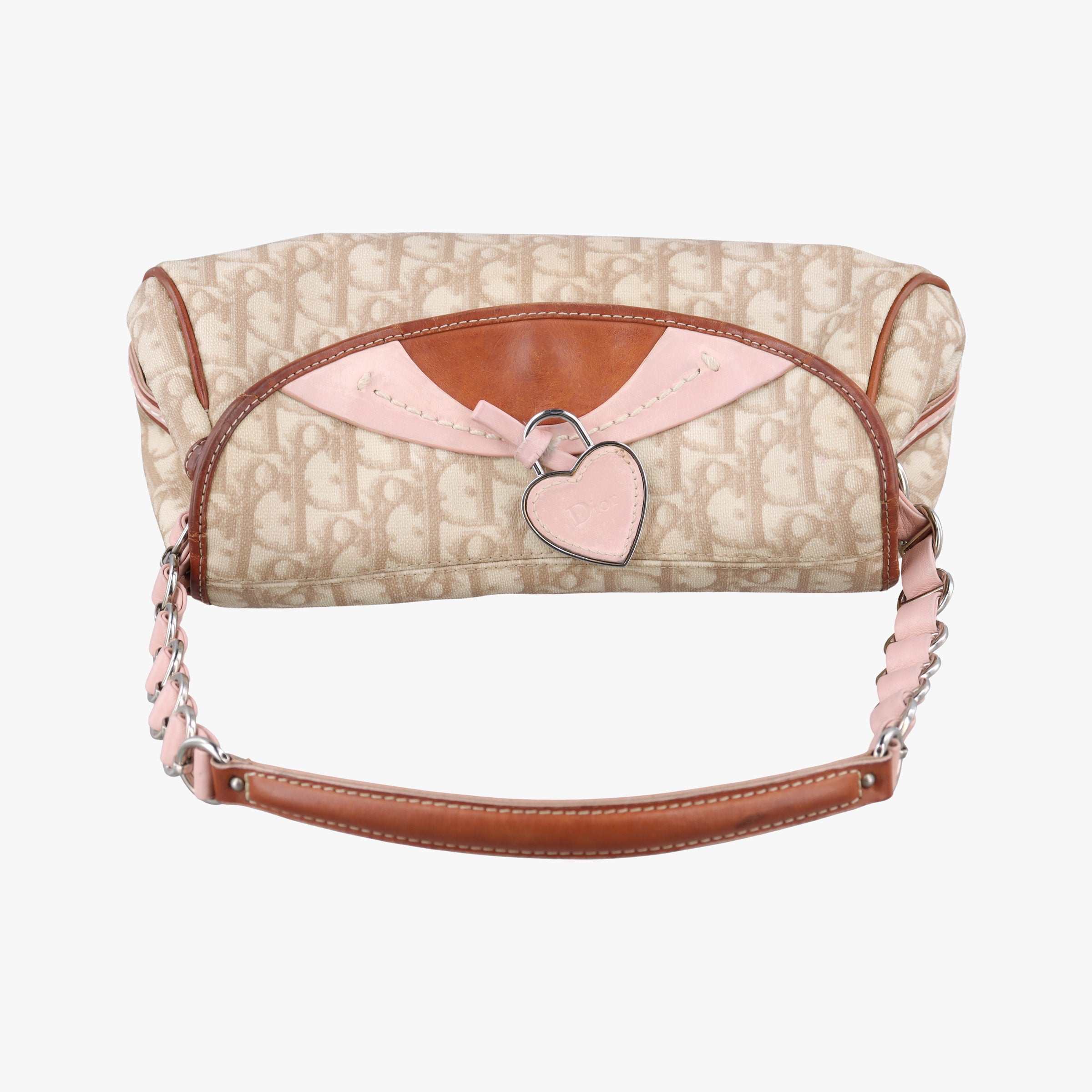 Vintage Christian Dior Romantic Heart Trotter Beige x Brown x Pink PVC Coated Canvas x leather  shoulderbag | stylenewstar