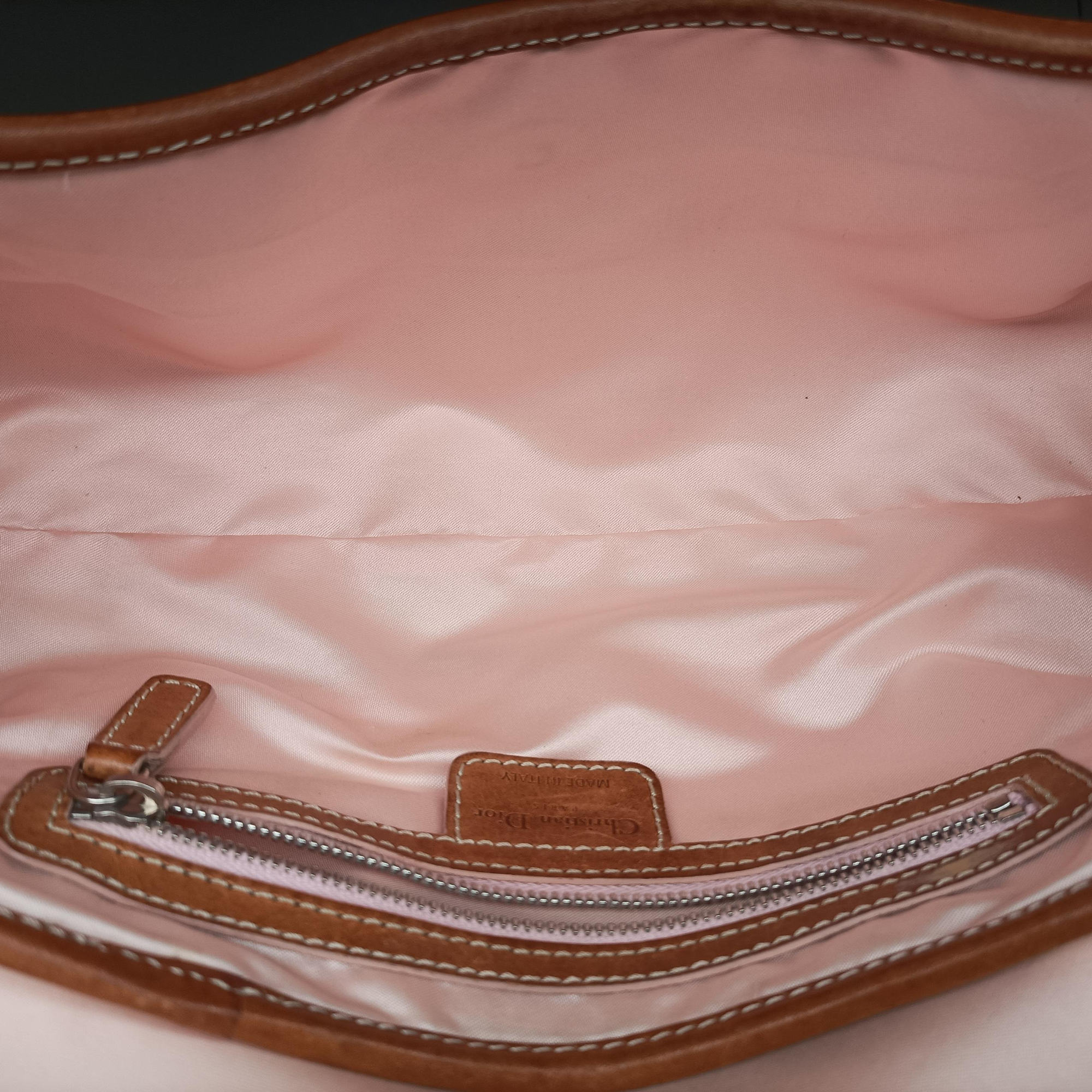 Vintage Christian Dior Romantic Heart Trotter Beige x Brown x Pink PVC Coated Canvas x leather  shoulderbag | stylenewstar