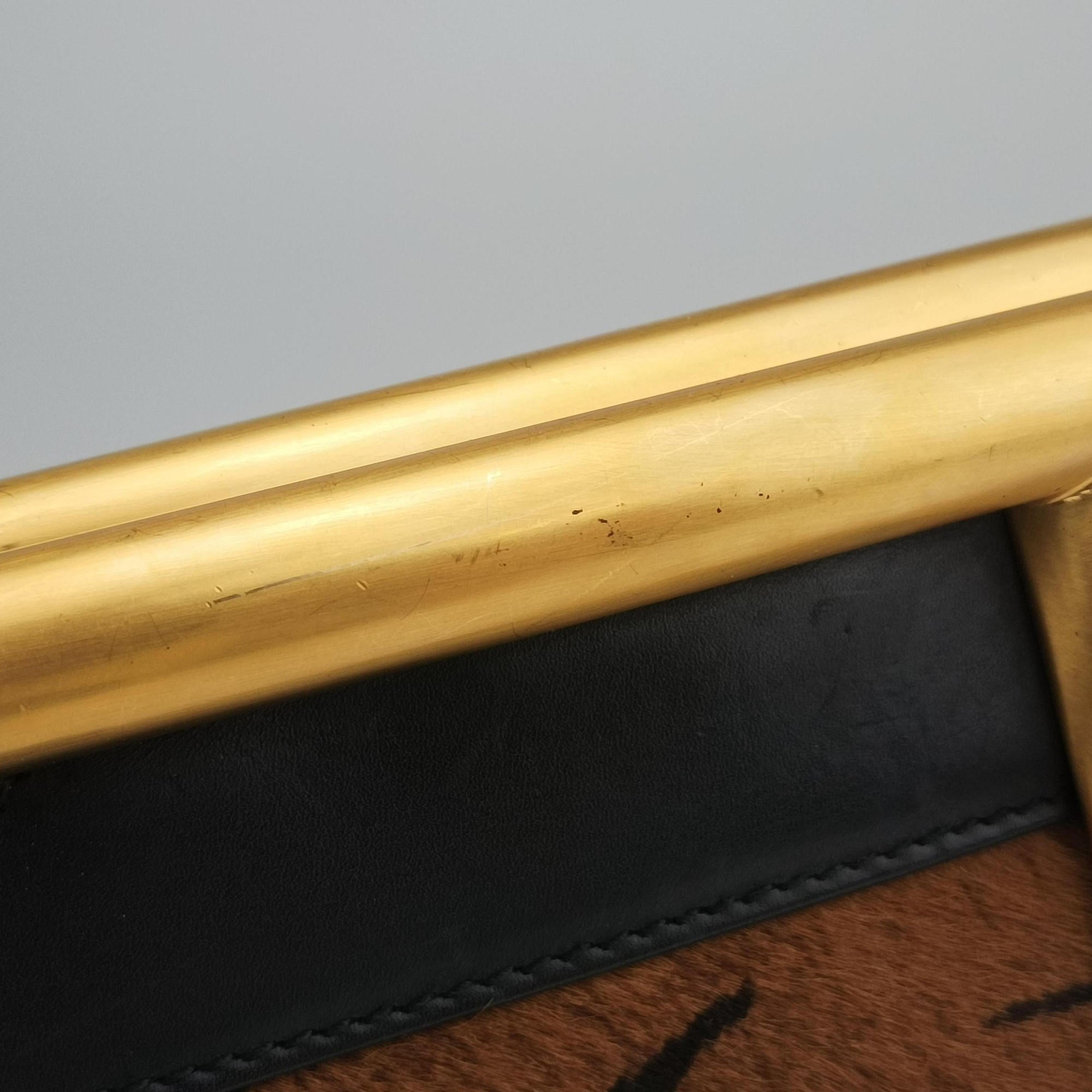 Pre-owned Gucci Maxi Horsebit Black×Brown ponyhair 000.40 handbag | stylenewstar