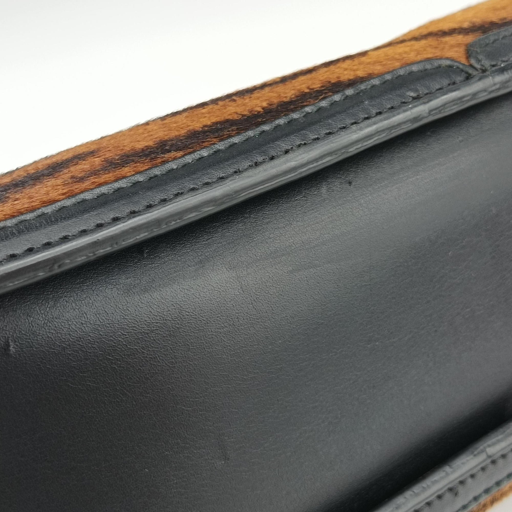 Pre-owned Gucci Maxi Horsebit Black×Brown ponyhair 000.40 handbag | stylenewstar