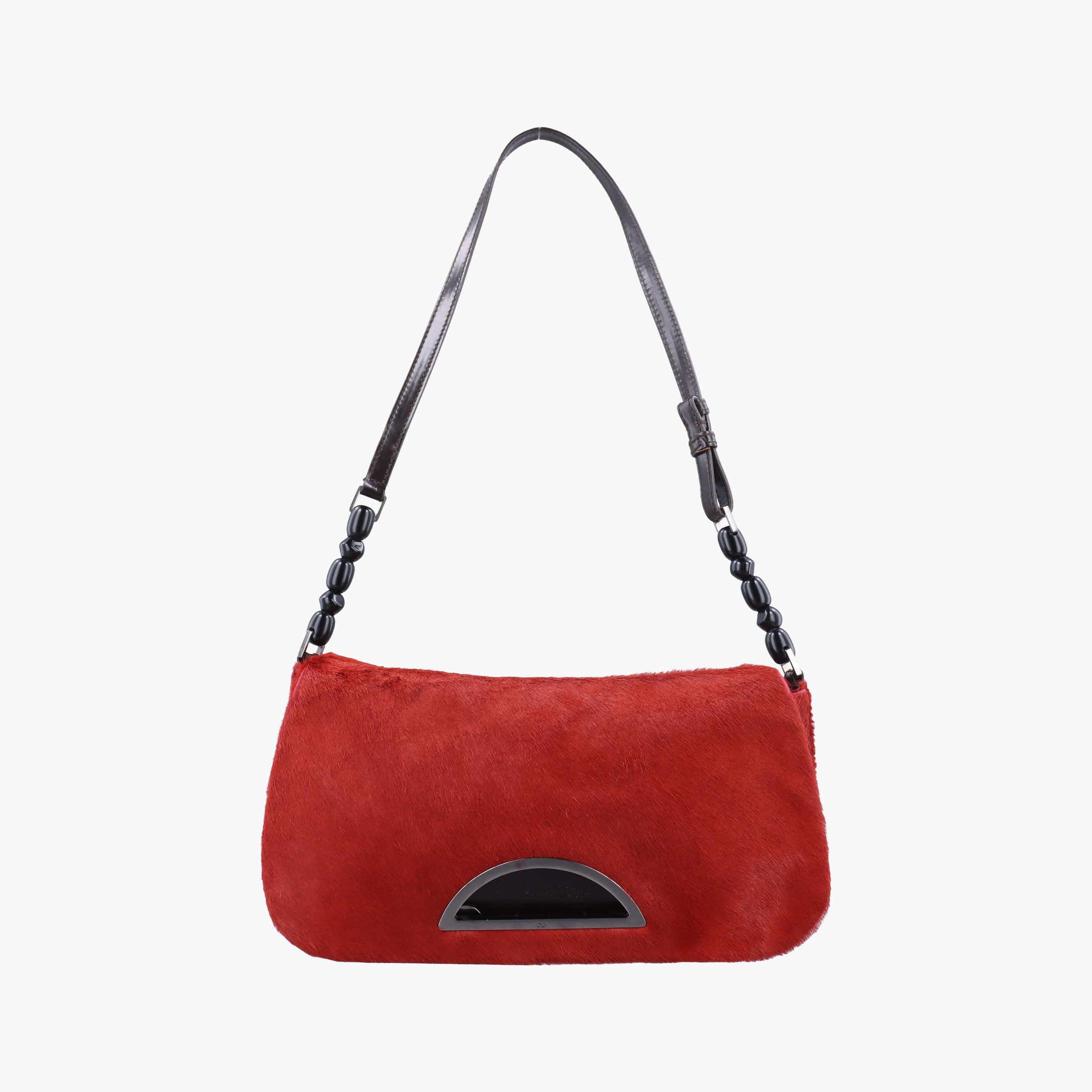 Pre-owned Christian Dior Malice pearl Red ponyhair  shoulderbag | stylenewstar