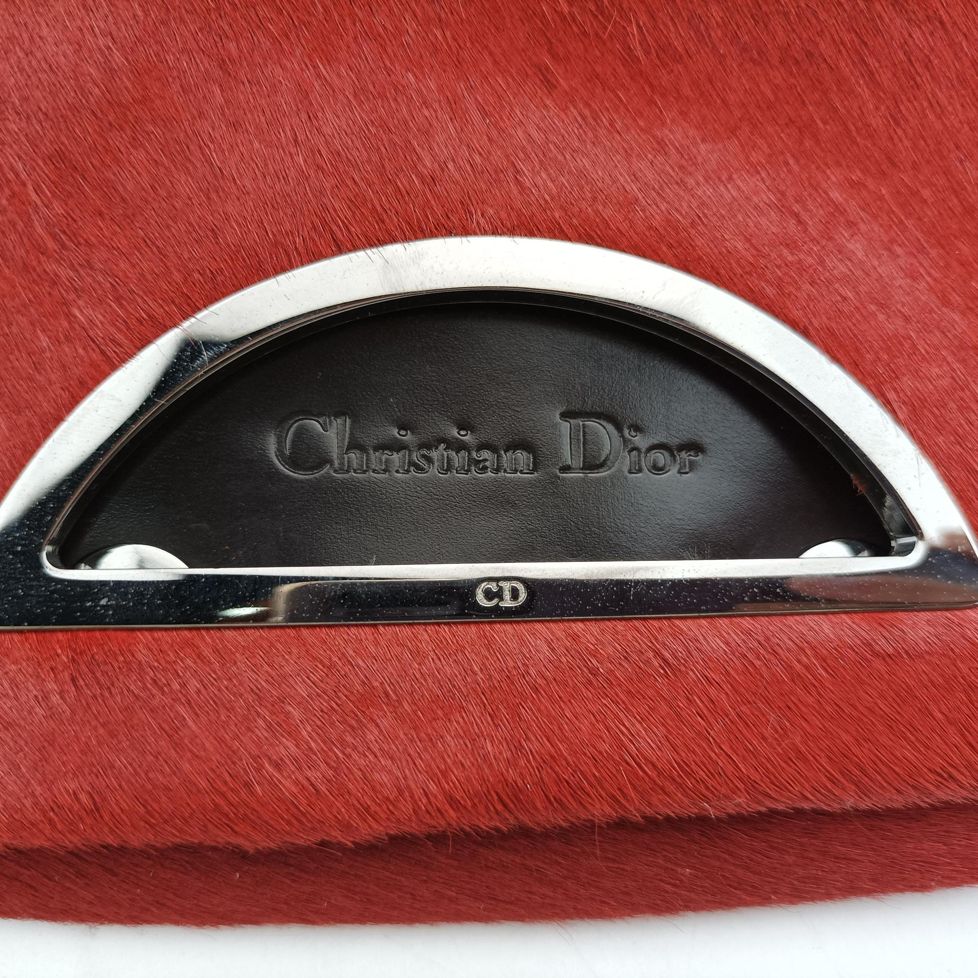 Pre-owned Christian Dior Malice pearl Red ponyhair  shoulderbag | stylenewstar