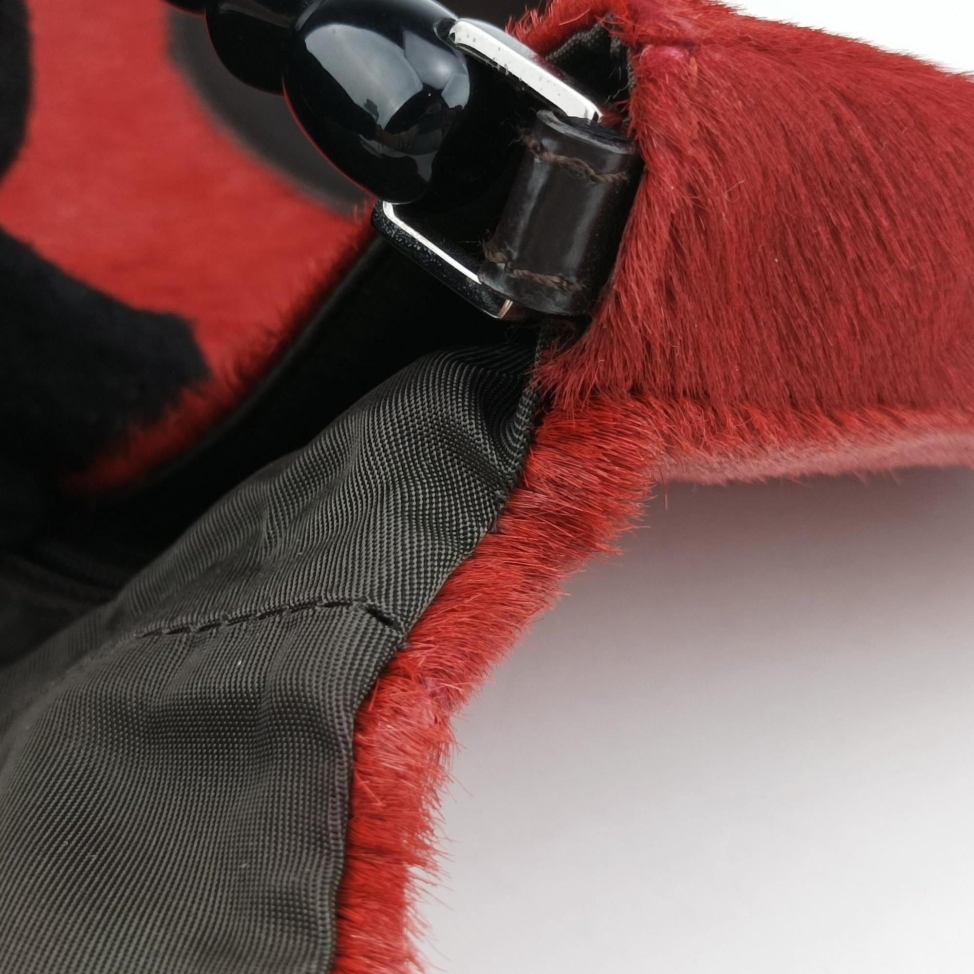 Pre-owned Christian Dior Malice pearl Red ponyhair  shoulderbag | stylenewstar