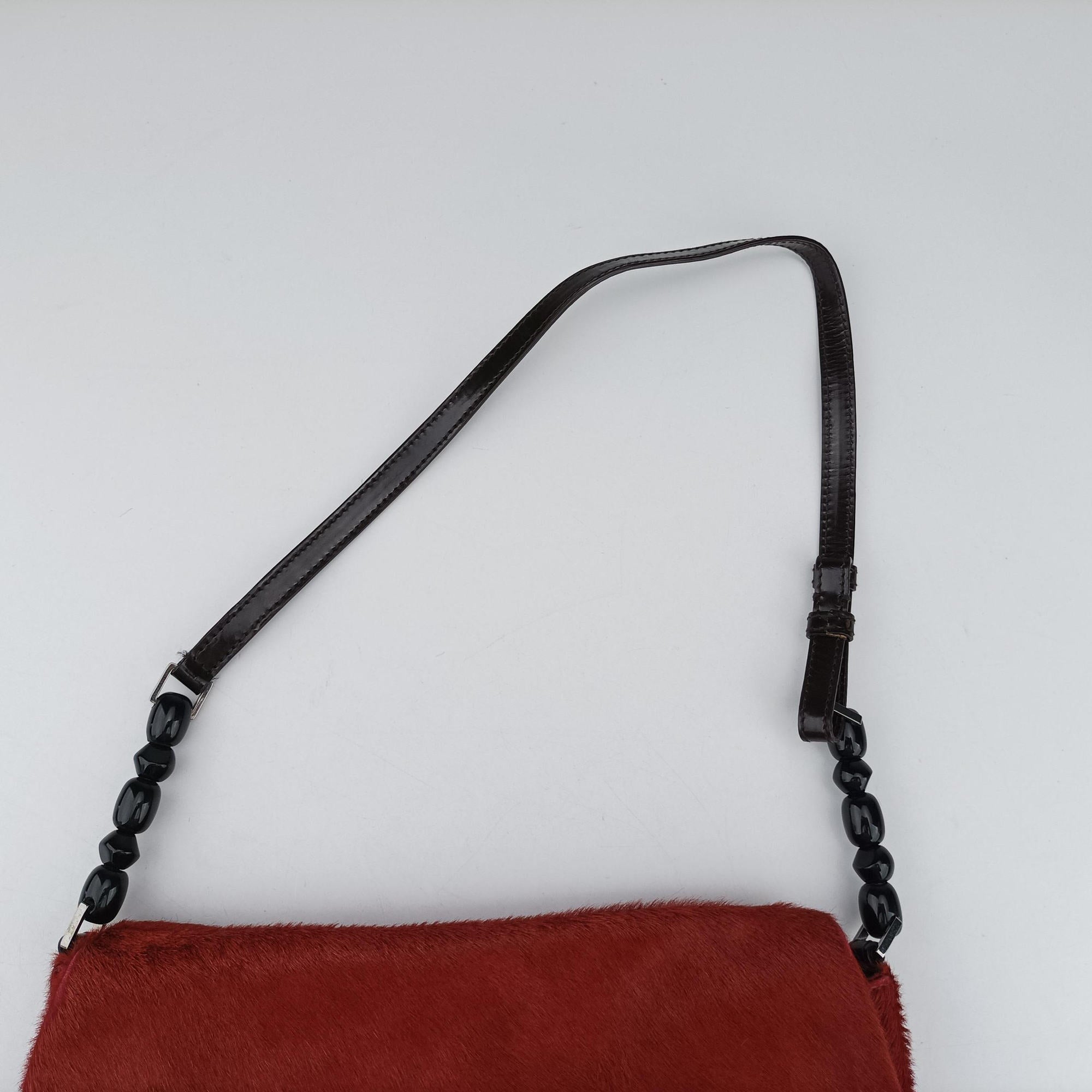 Pre-owned Christian Dior Malice pearl Red ponyhair  shoulderbag | stylenewstar