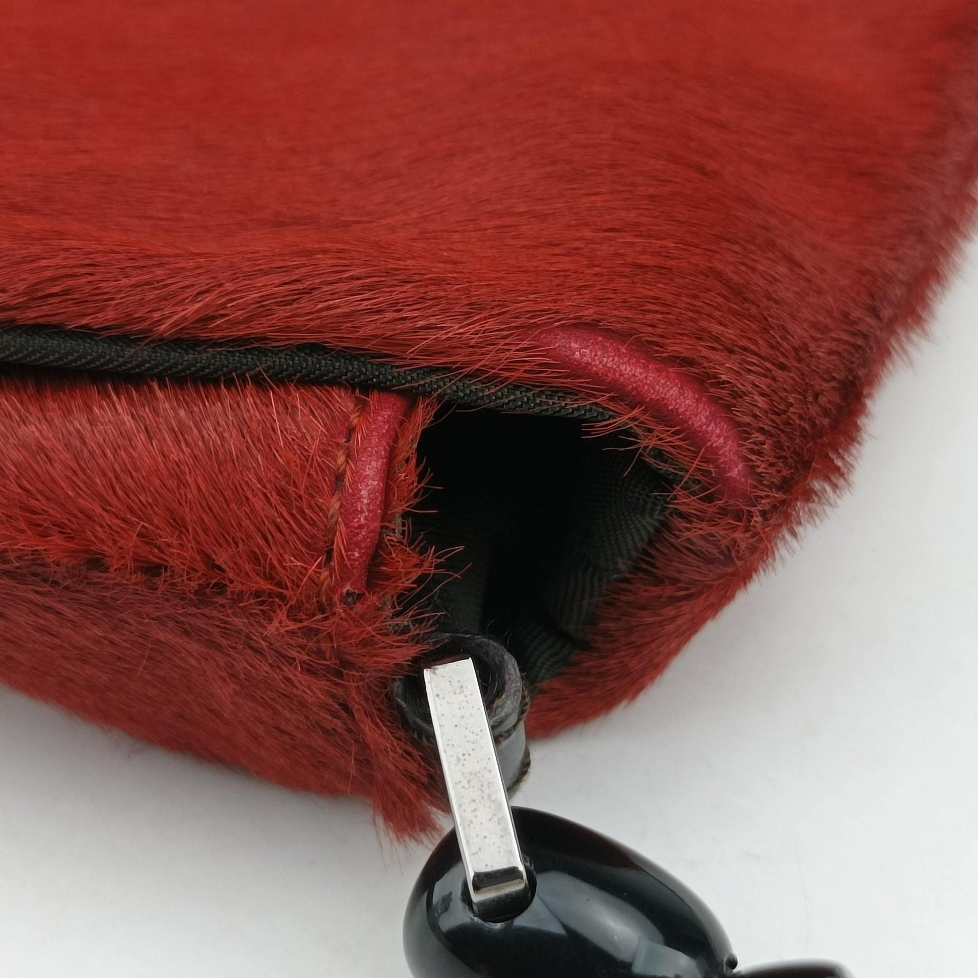 Pre-owned Christian Dior Malice pearl Red ponyhair  shoulderbag | stylenewstar