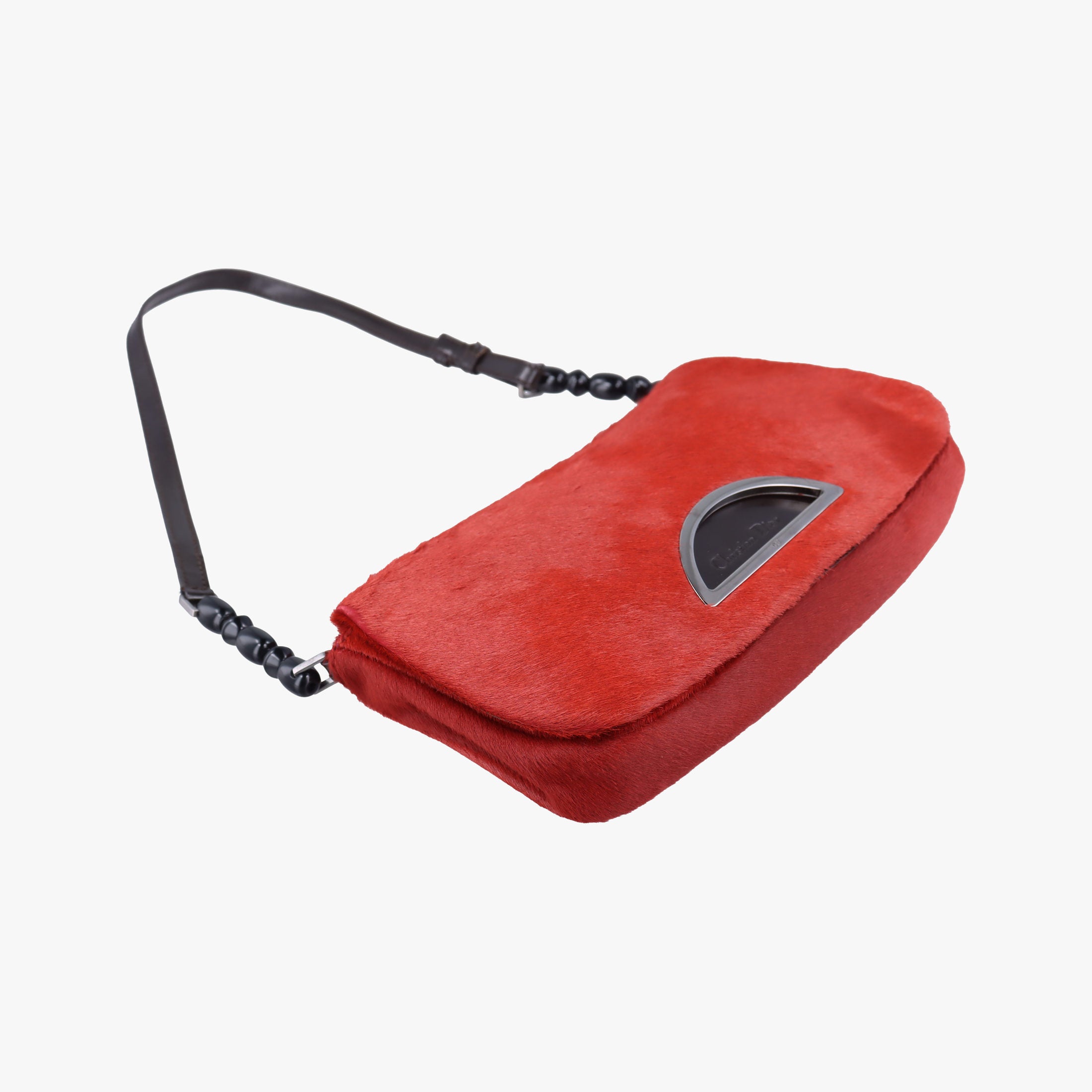 Pre-owned Christian Dior Malice pearl Red ponyhair  shoulderbag | stylenewstar