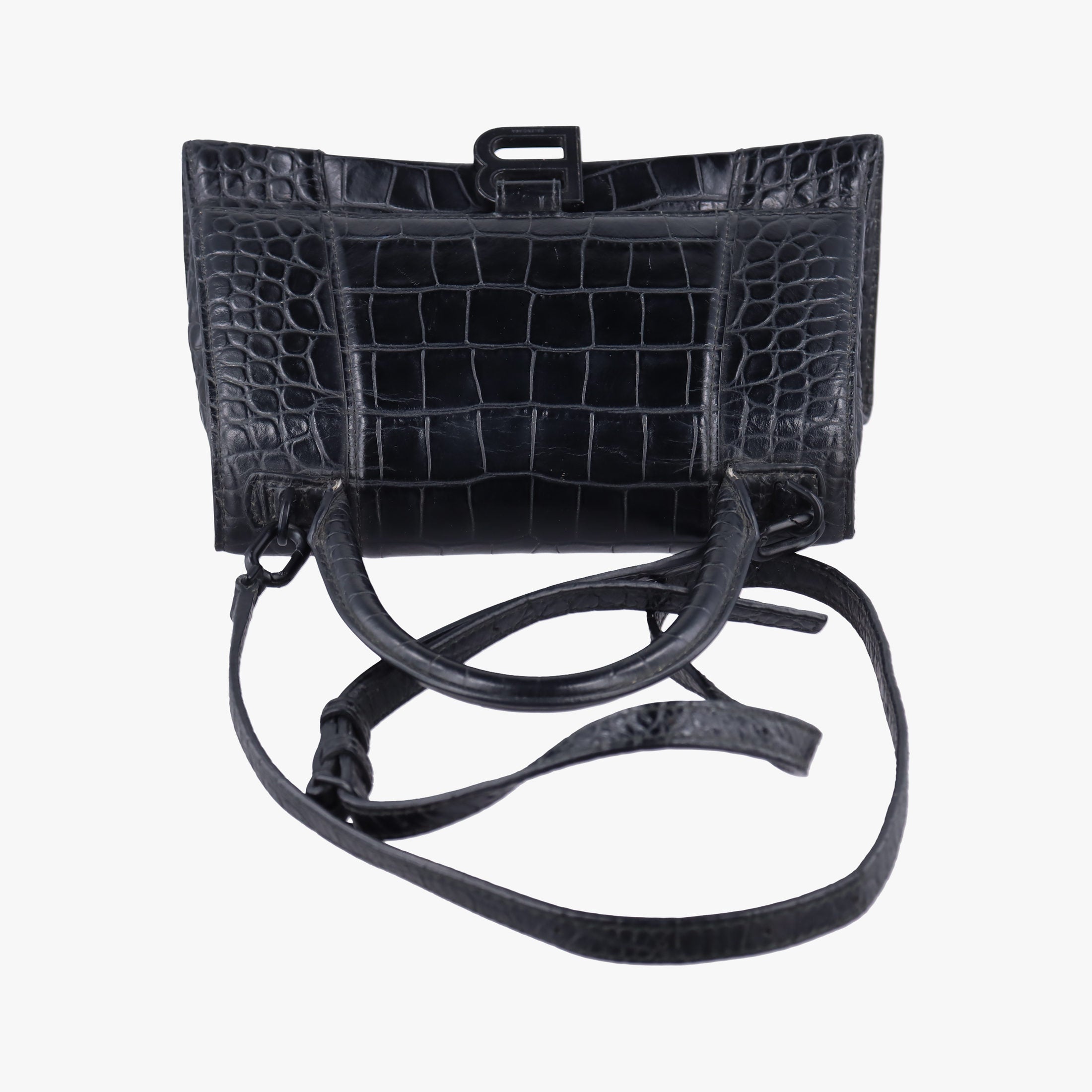 Pre-owned Balenciaga Hourglass Small Black Leather 593546 shoulderbag | stylenewstar