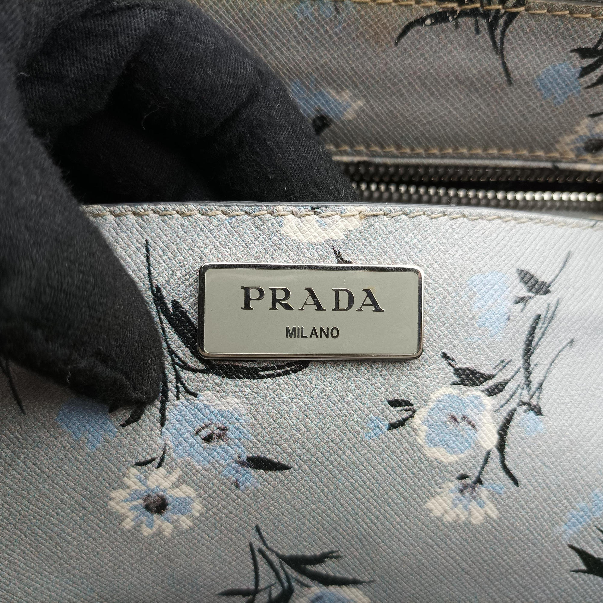 Pre-owned Prada Galleria　Pale Blue Floral Print Multicolour Saffiano　Leather BL837P shoulderbag | stylenewstar