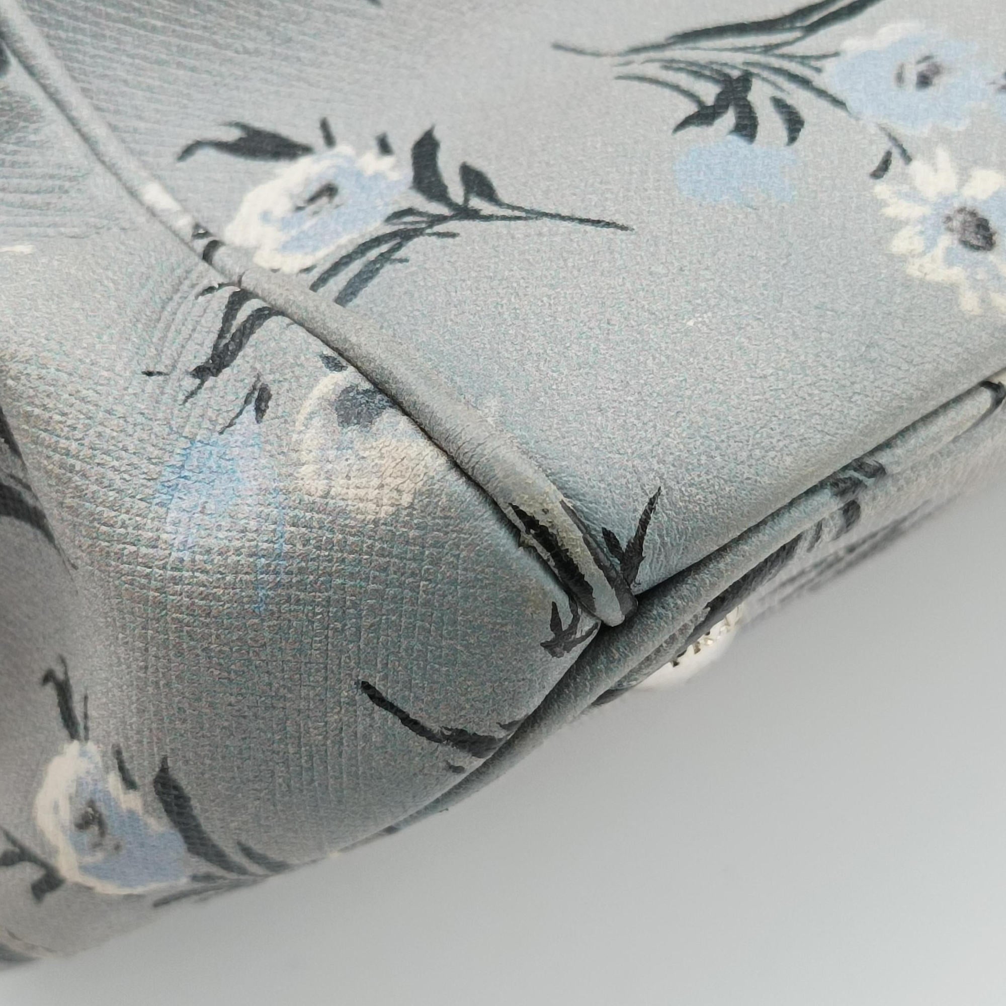 Pre-owned Prada Galleria　Pale Blue Floral Print Multicolour Saffiano　Leather BL837P shoulderbag | stylenewstar