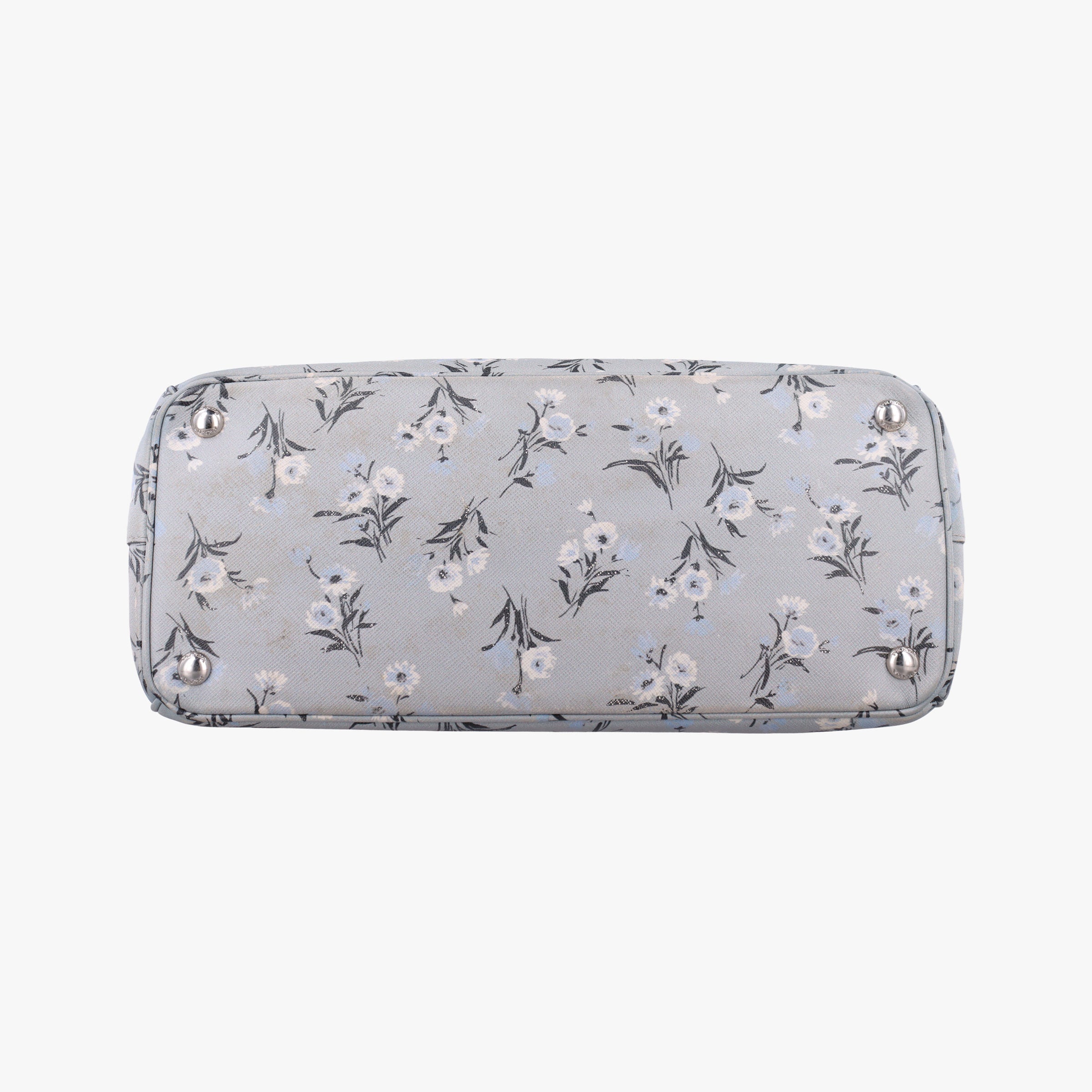 Pre-owned Prada Galleria　Pale Blue Floral Print Multicolour Saffiano　Leather BL837P shoulderbag | stylenewstar
