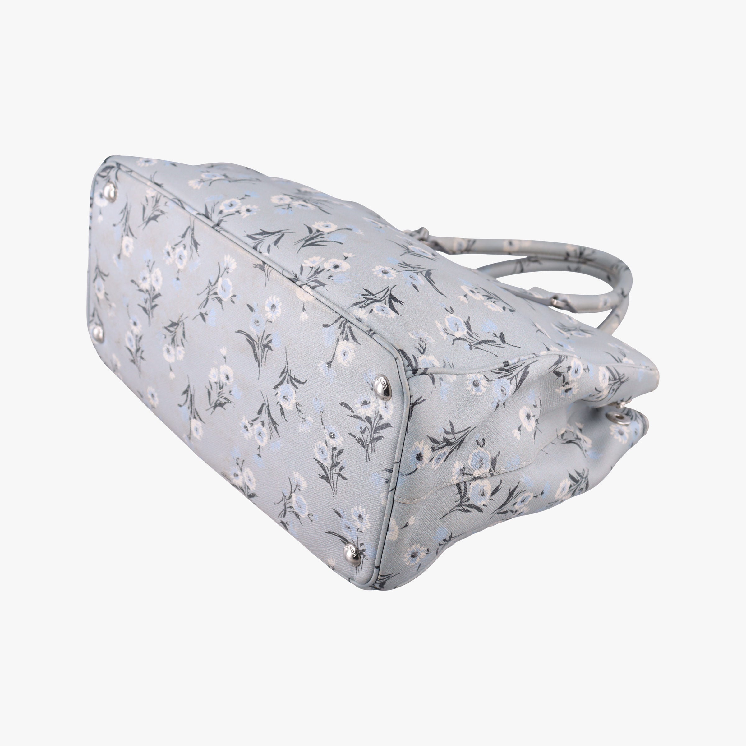 Pre-owned Prada Galleria　Pale Blue Floral Print Multicolour Saffiano　Leather BL837P shoulderbag | stylenewstar