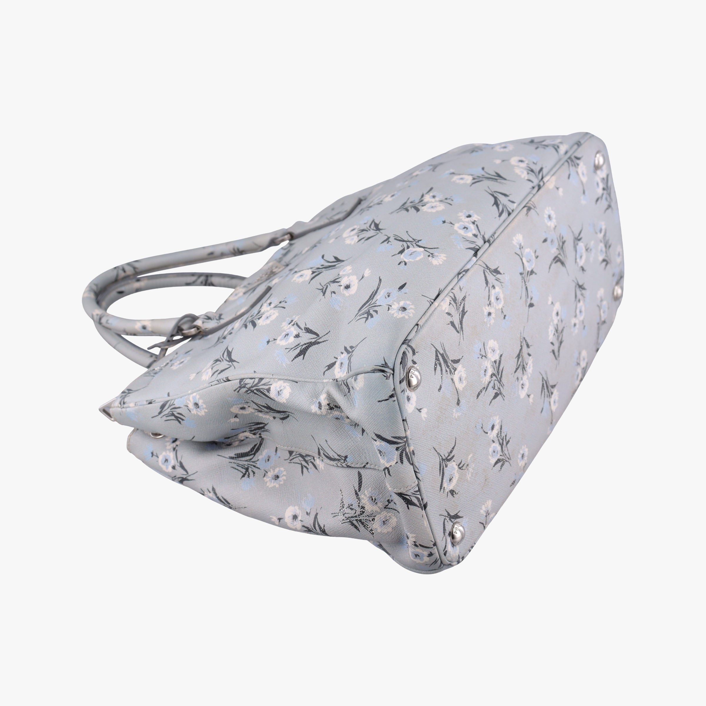 Pre-owned Prada Galleria　Pale Blue Floral Print Multicolour Saffiano　Leather BL837P shoulderbag | stylenewstar