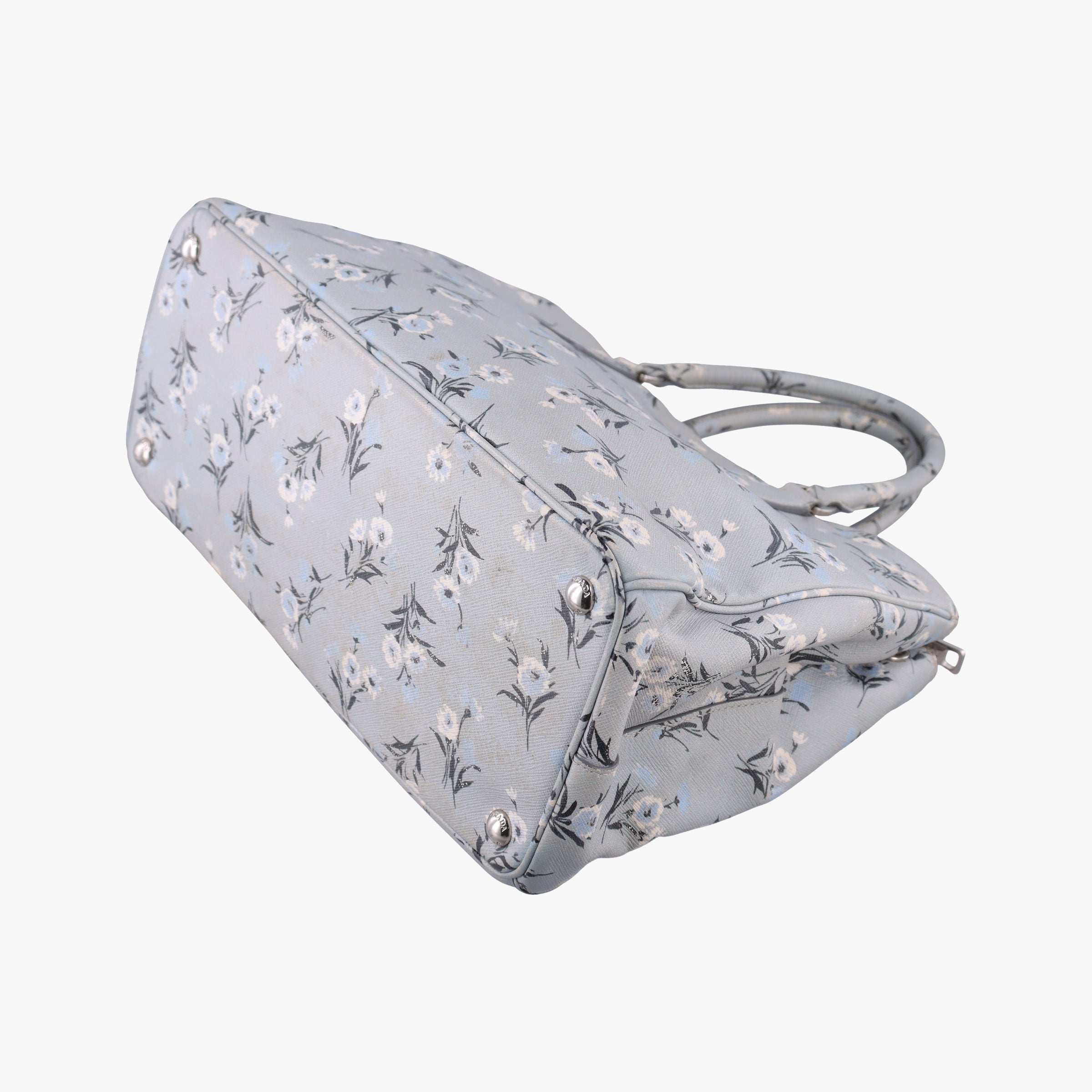 Pre-owned Prada Galleria　Pale Blue Floral Print Multicolour Saffiano　Leather BL837P shoulderbag | stylenewstar