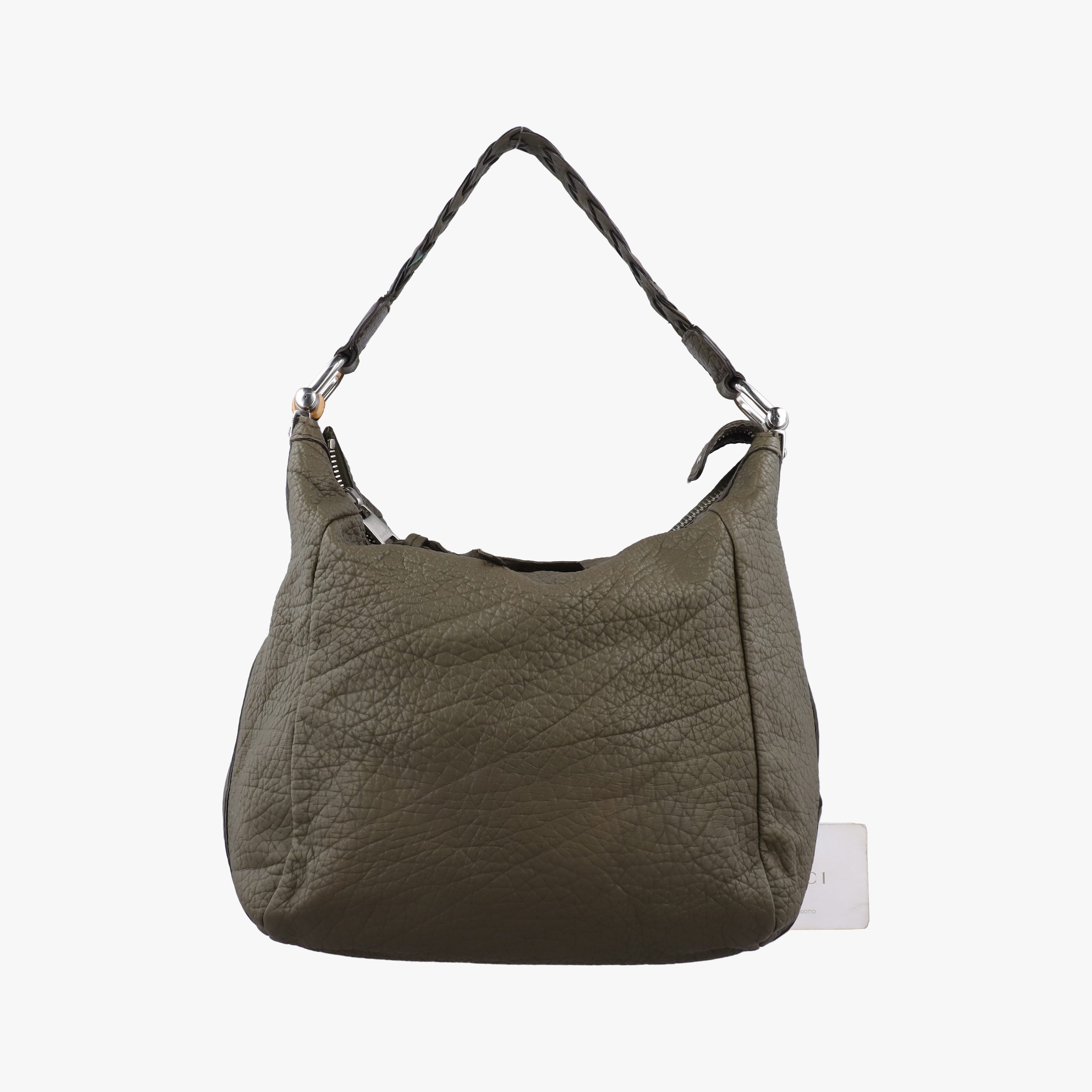 Pre-owned Gucci Bamboo Bar Hobo Green Leather 257090 shoulderbag | stylenewstar